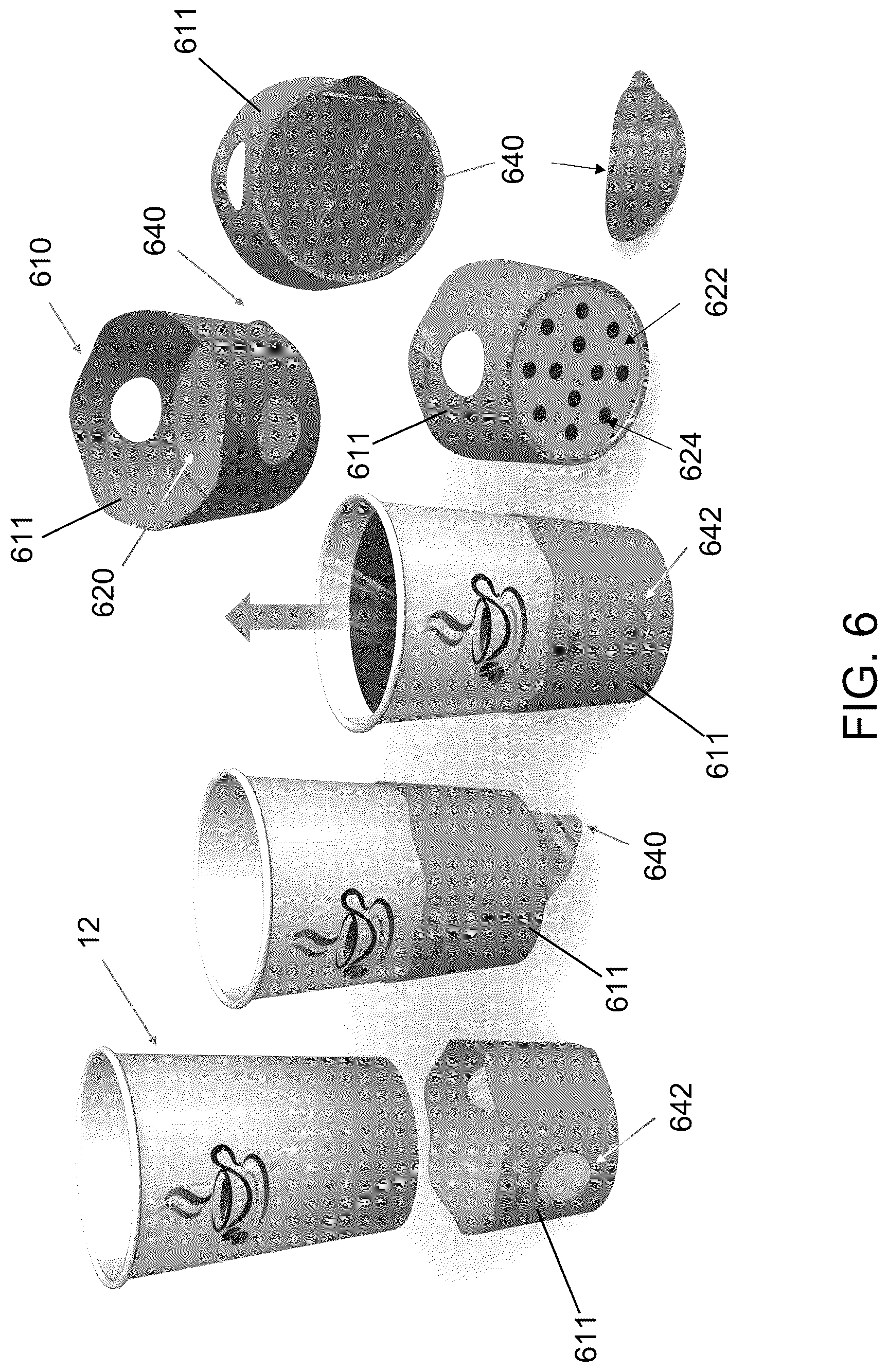 Patent US12104829 Figure 6 – Disposable devices for heating beverage containers