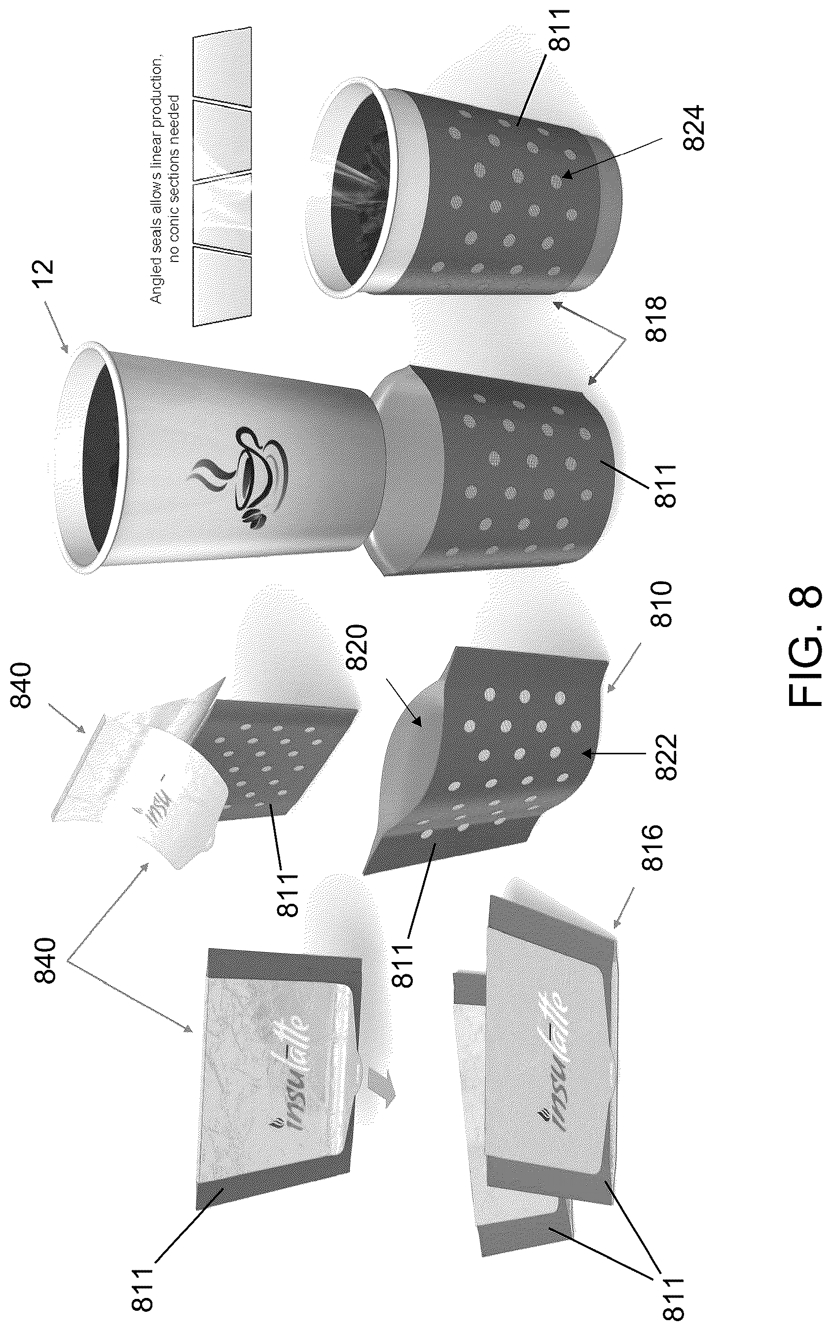 Patent US12104829 Figure 8 – Disposable devices for heating beverage containers