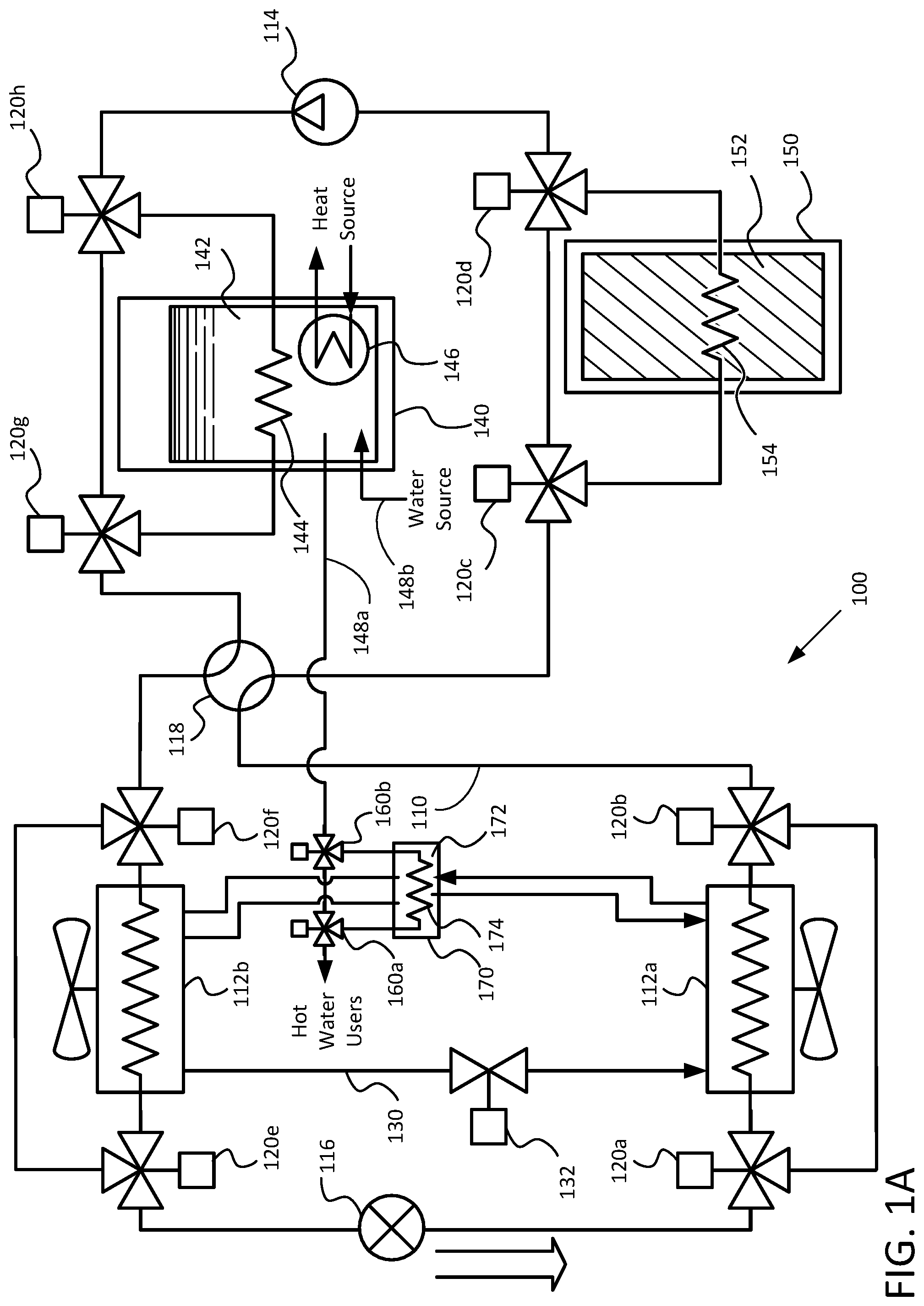 Patent US12104830 Figure 1 – Thermal energy reservoirs and heat pump systems