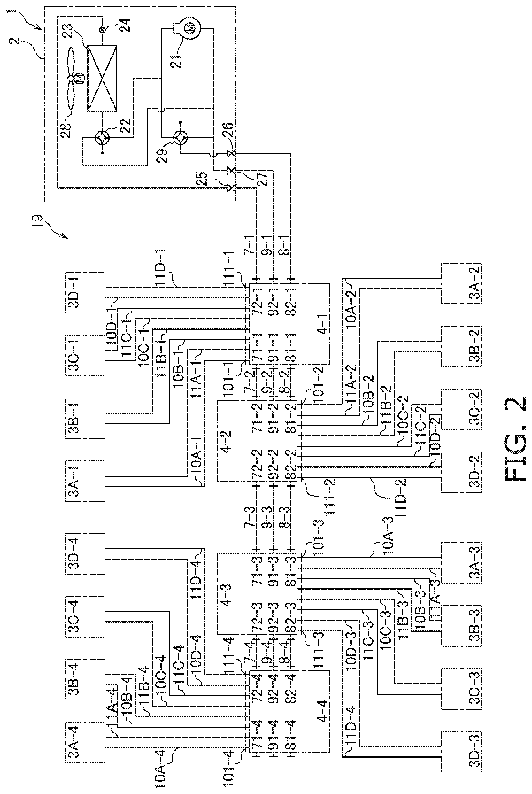Patent US12104831 Figure 2 – Refrigerant flow path switching unit and air conditioner provided with the same