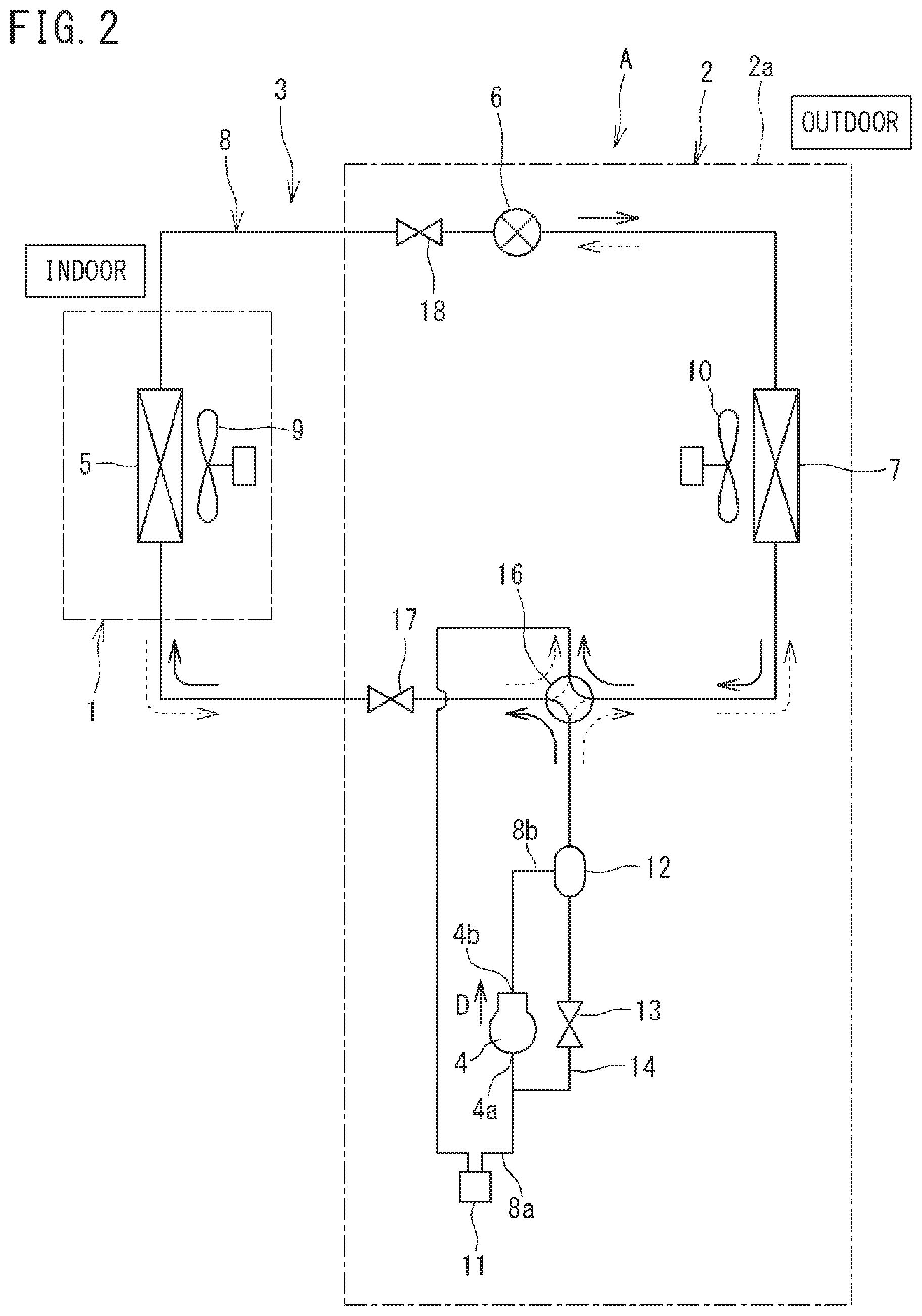 Patent US12104832 Figure 2 – Refrigeration apparatus with stainless steel four-way switching valve and stainless steel pipes connected thereto