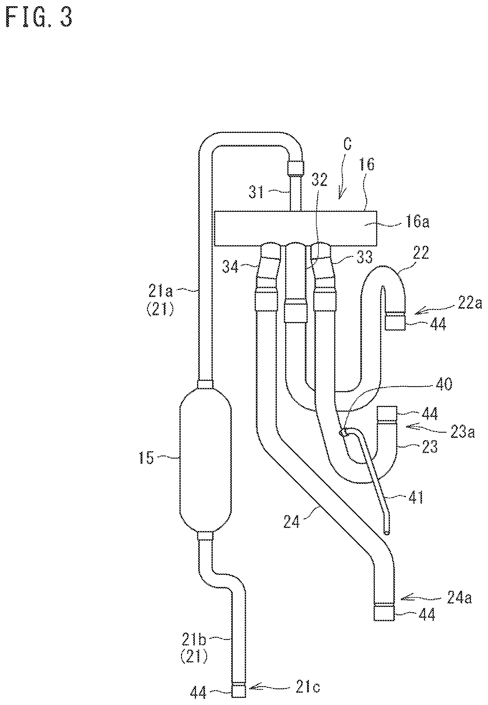 Patent US12104832 Figure 3 – Refrigeration apparatus with stainless steel four-way switching valve and stainless steel pipes connected thereto