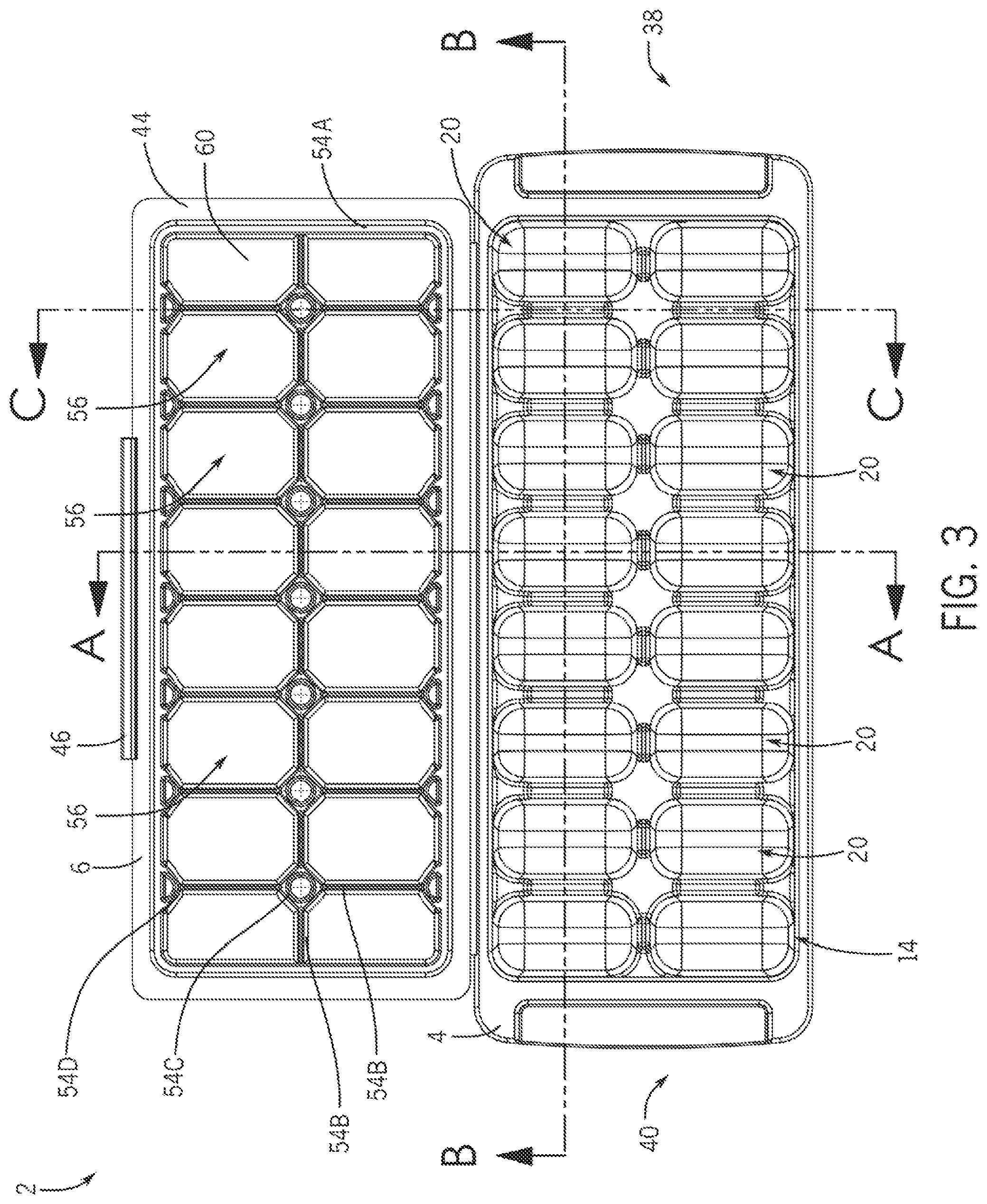 Patent US12104838 Figure 3 – Ice cube tray