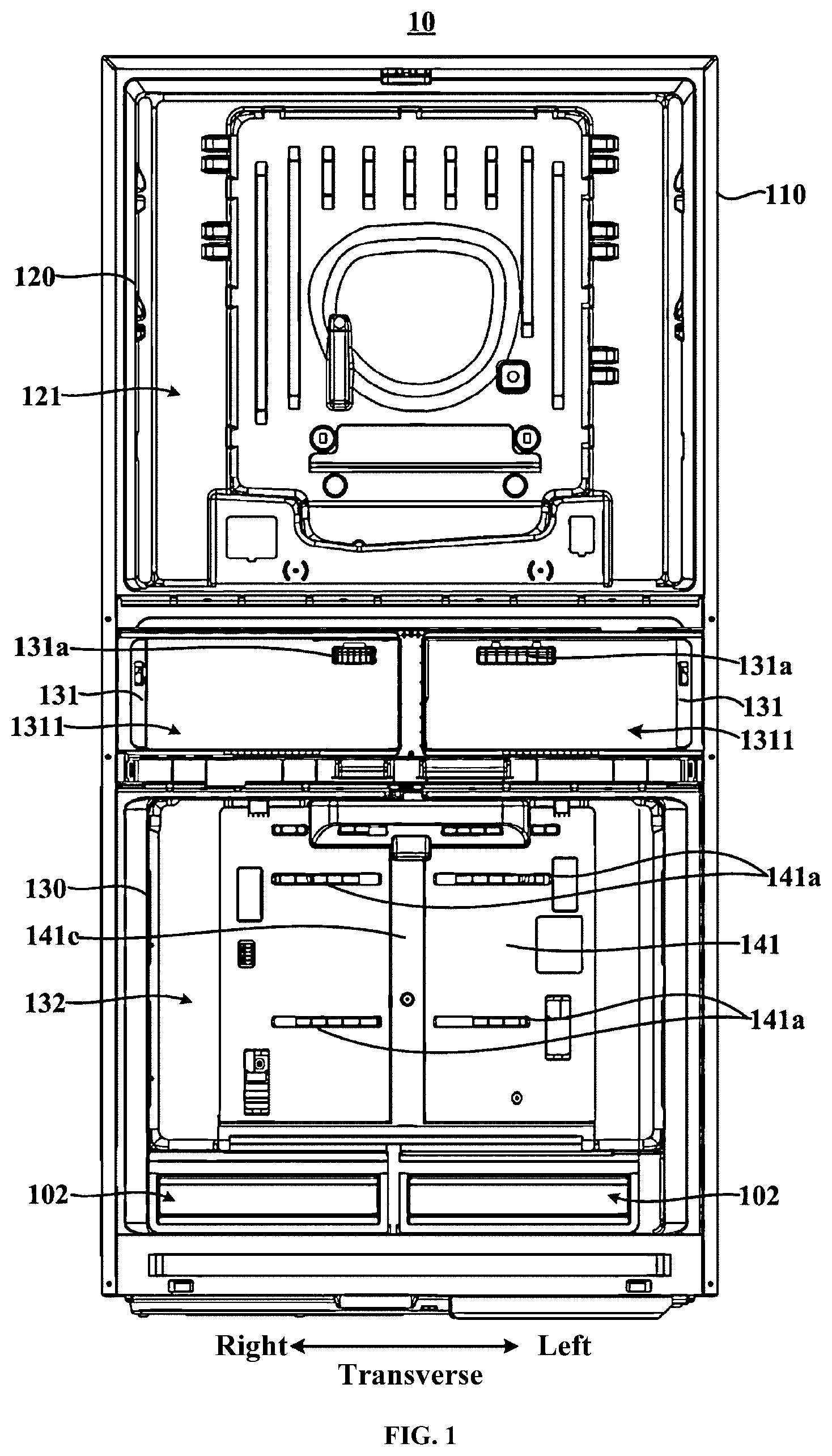 Patent US12104842 Figure 1 – Refrigerator having centrifugal fan with volute