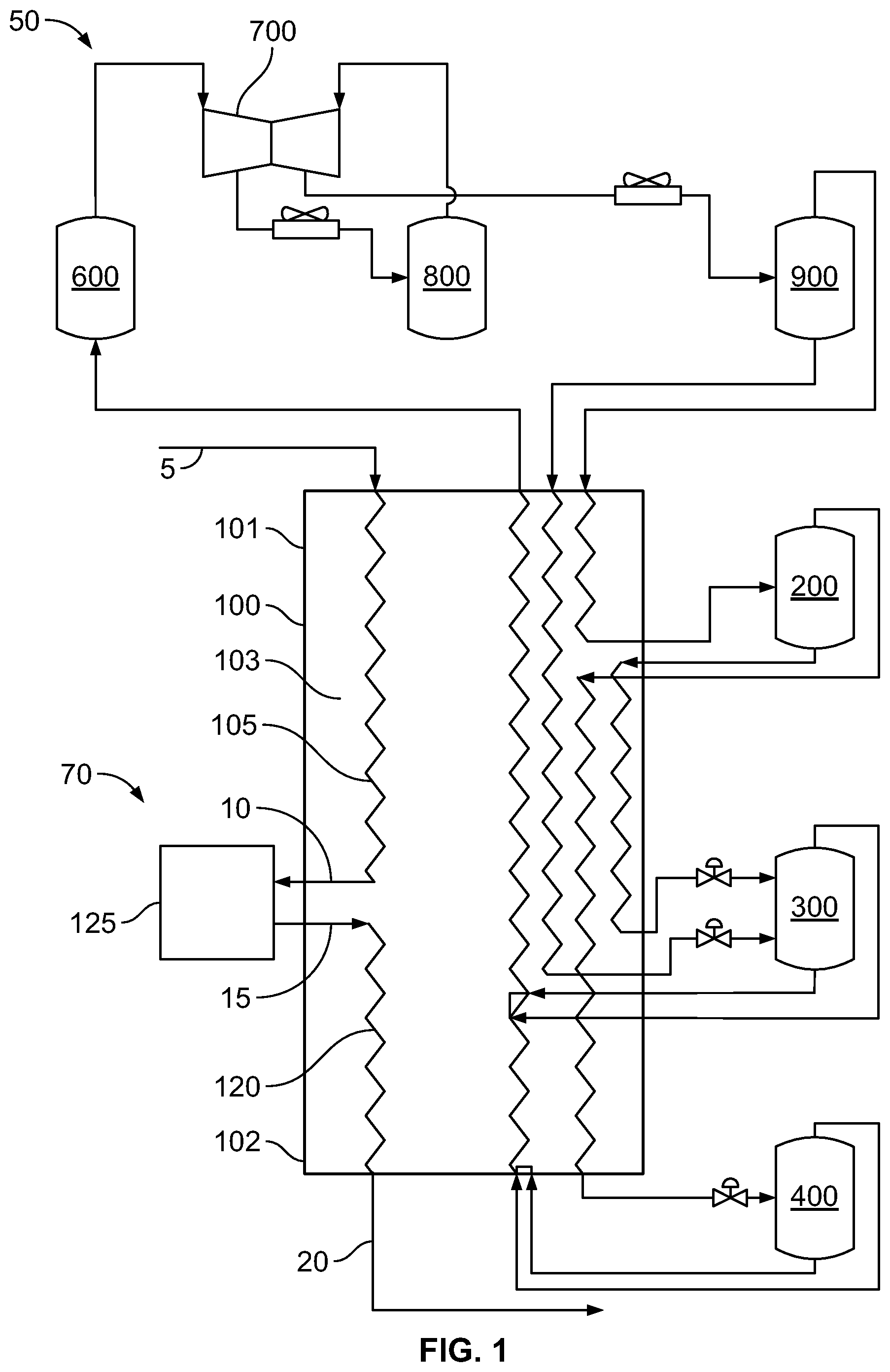 Patent US12104849 — Mixed refrigerant system and method — Figure 1