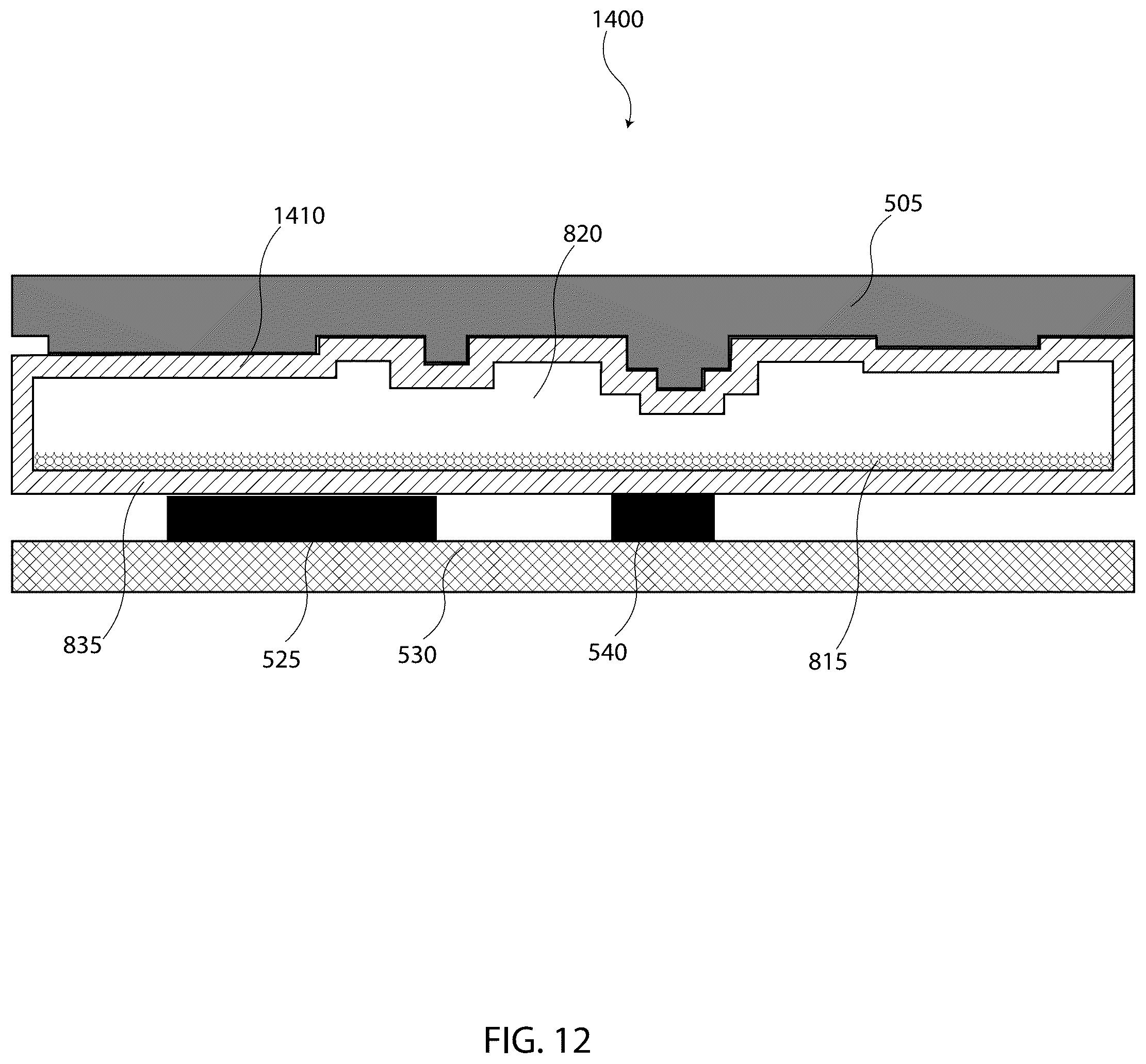 Patent US12104856 Figure 12 – Method and device for optimization of vapor transport in a thermal ground plane using void space in mobile systems