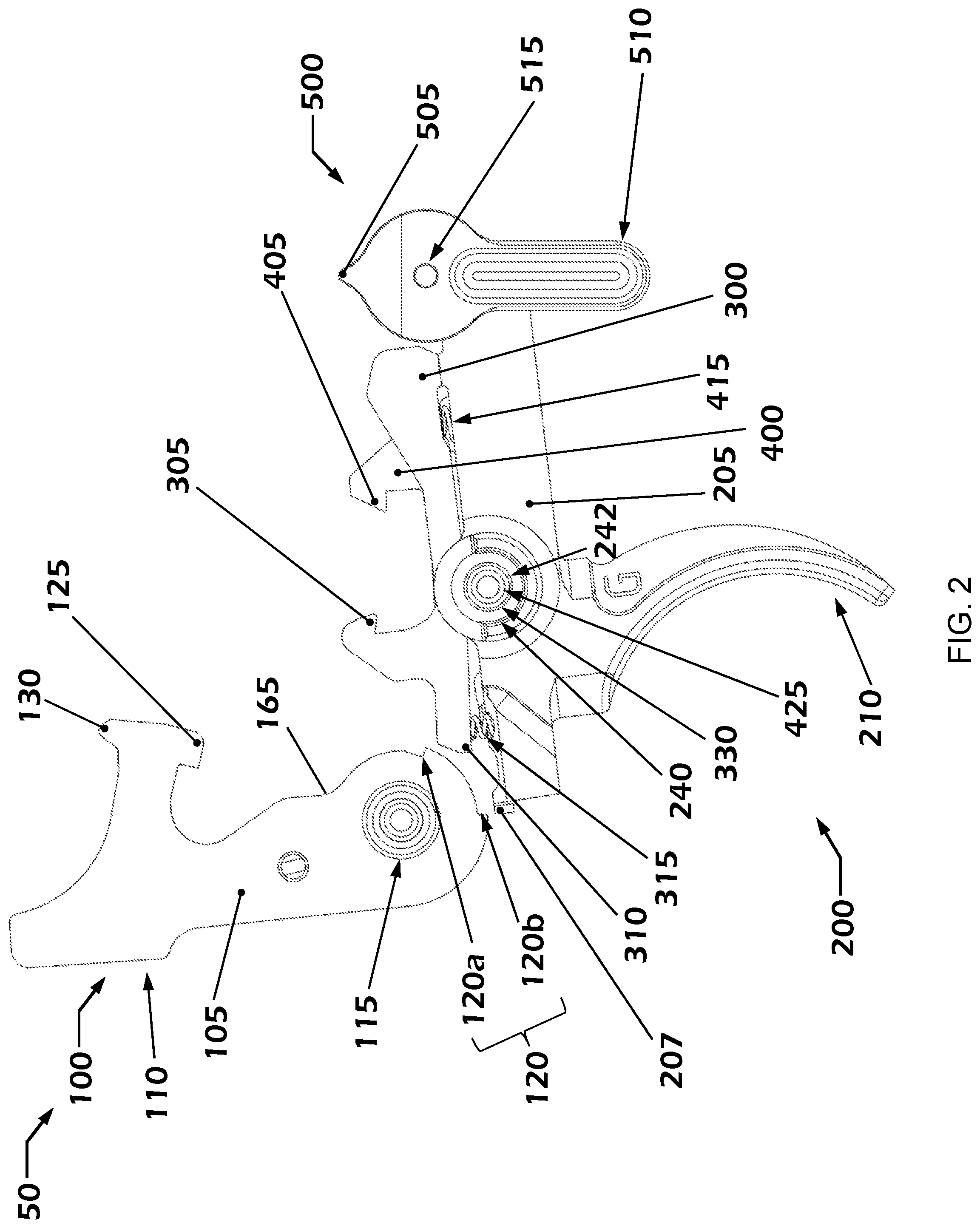 Patent US12104867 Figure 2 – Trigger assembly with safety features