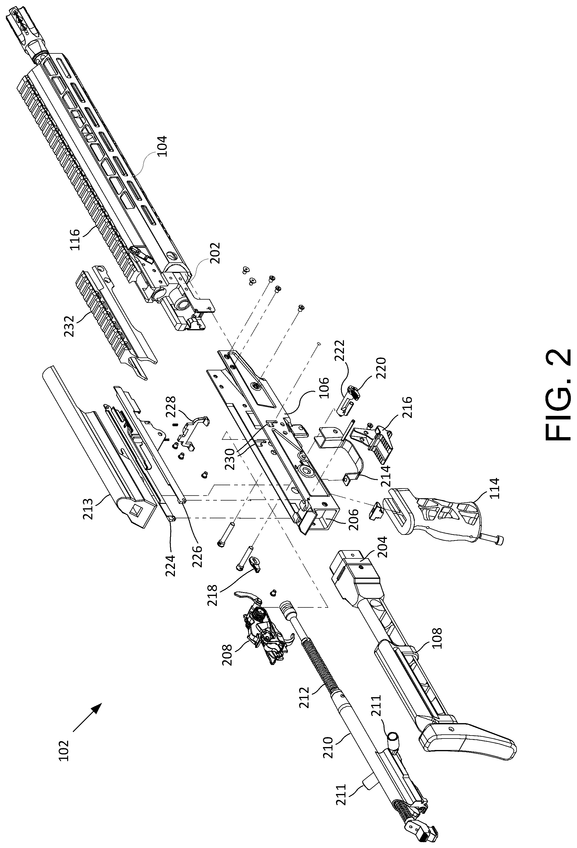 Patent US12104872 Figure 2 – Firearm receiver
