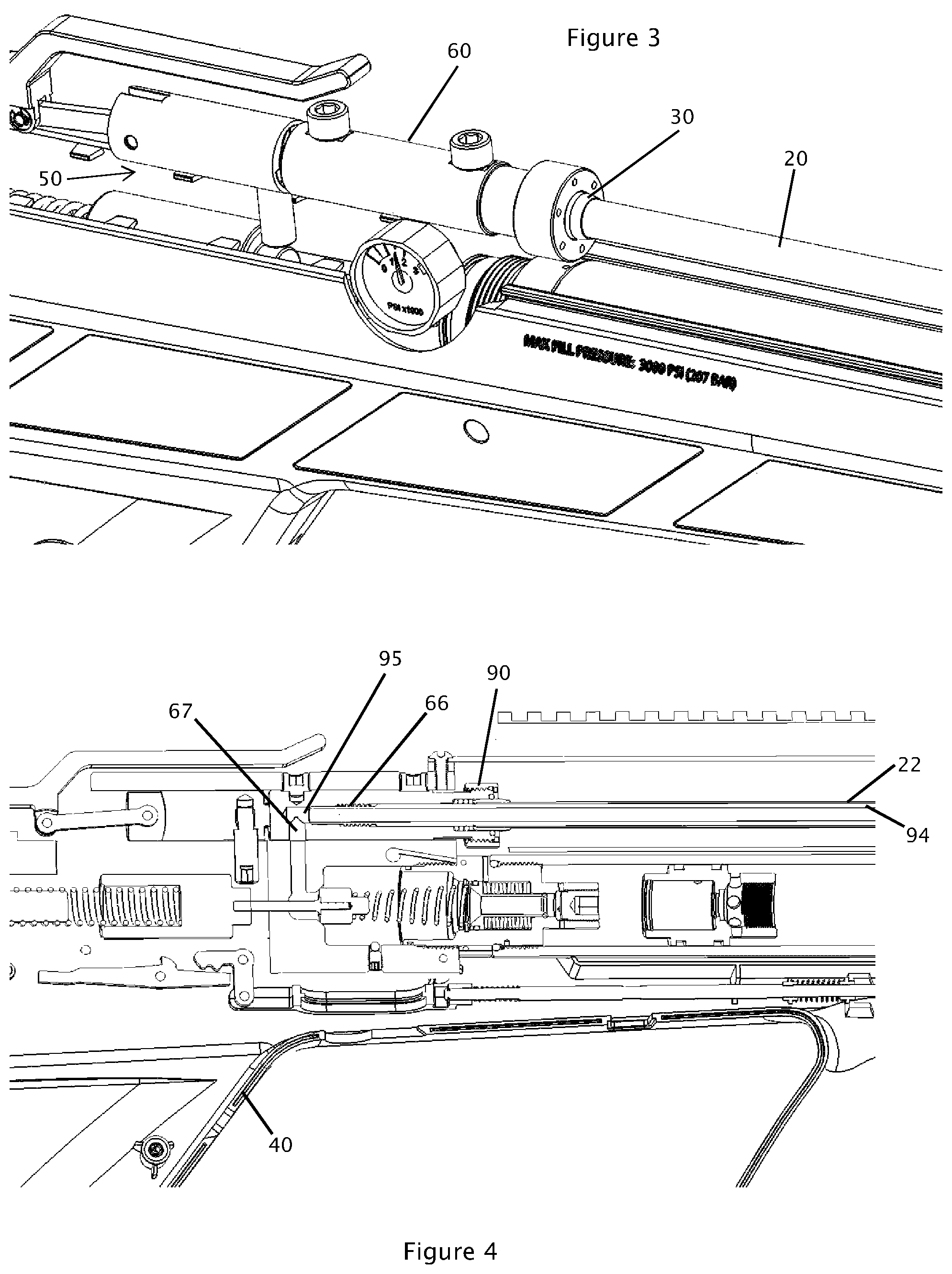 Patent US12104875 Figure 2 – Arrow gun with controlled retention force and barrel vibration damping