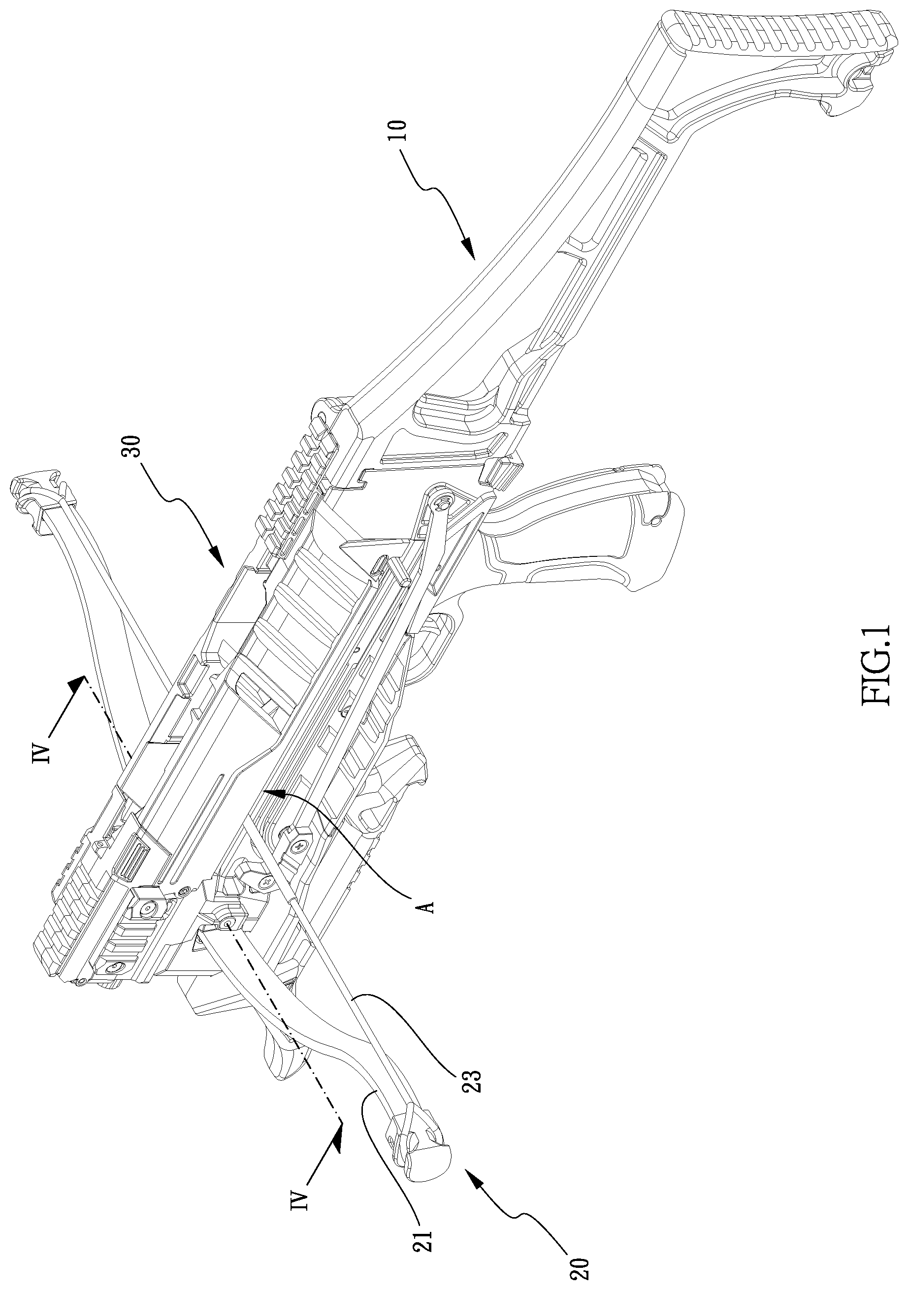 Patent US12104877 — Crossbow with replaceable bow unit — Figure 1