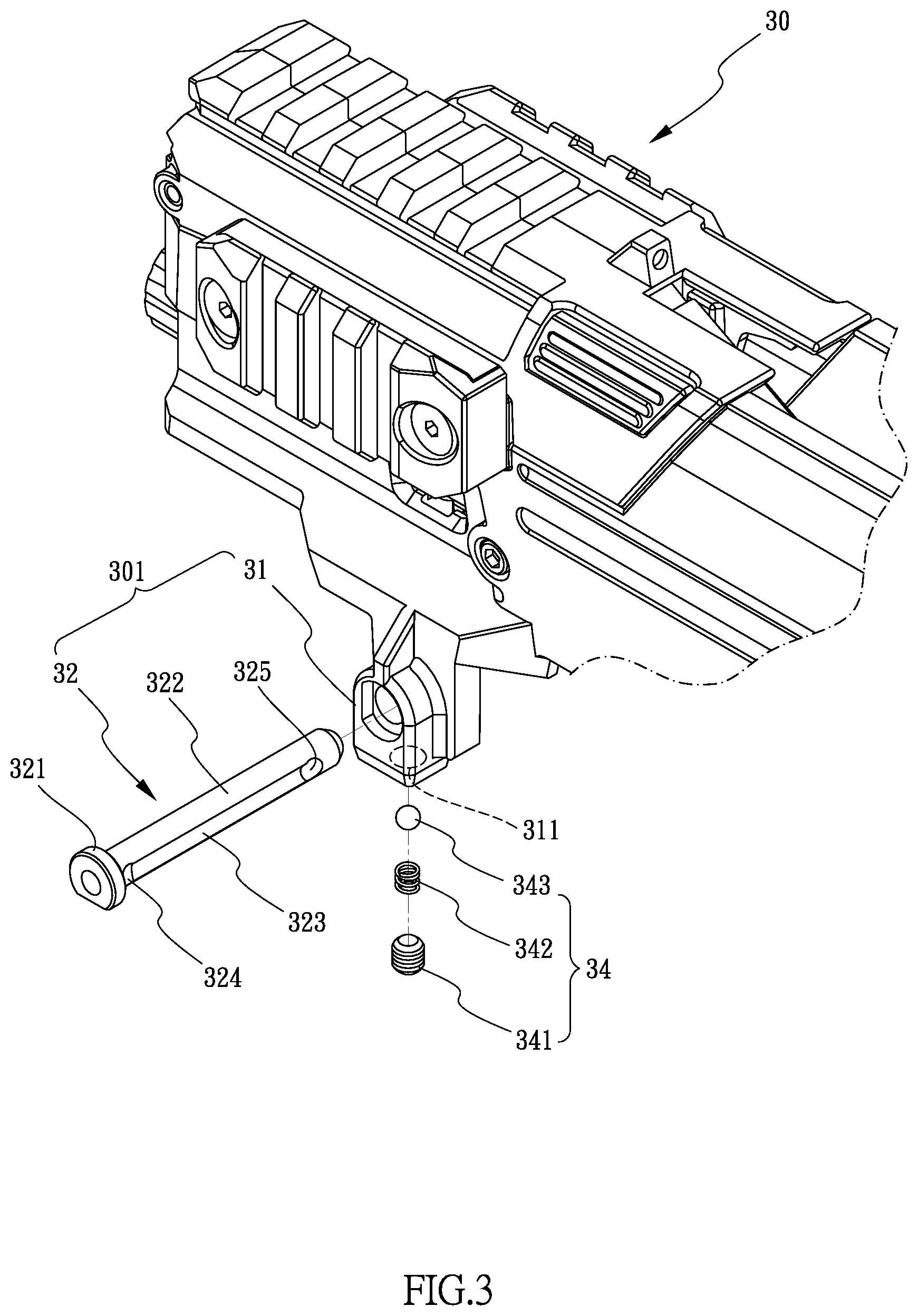 Patent US12104877 Figure 3 – Crossbow with replaceable bow unit
