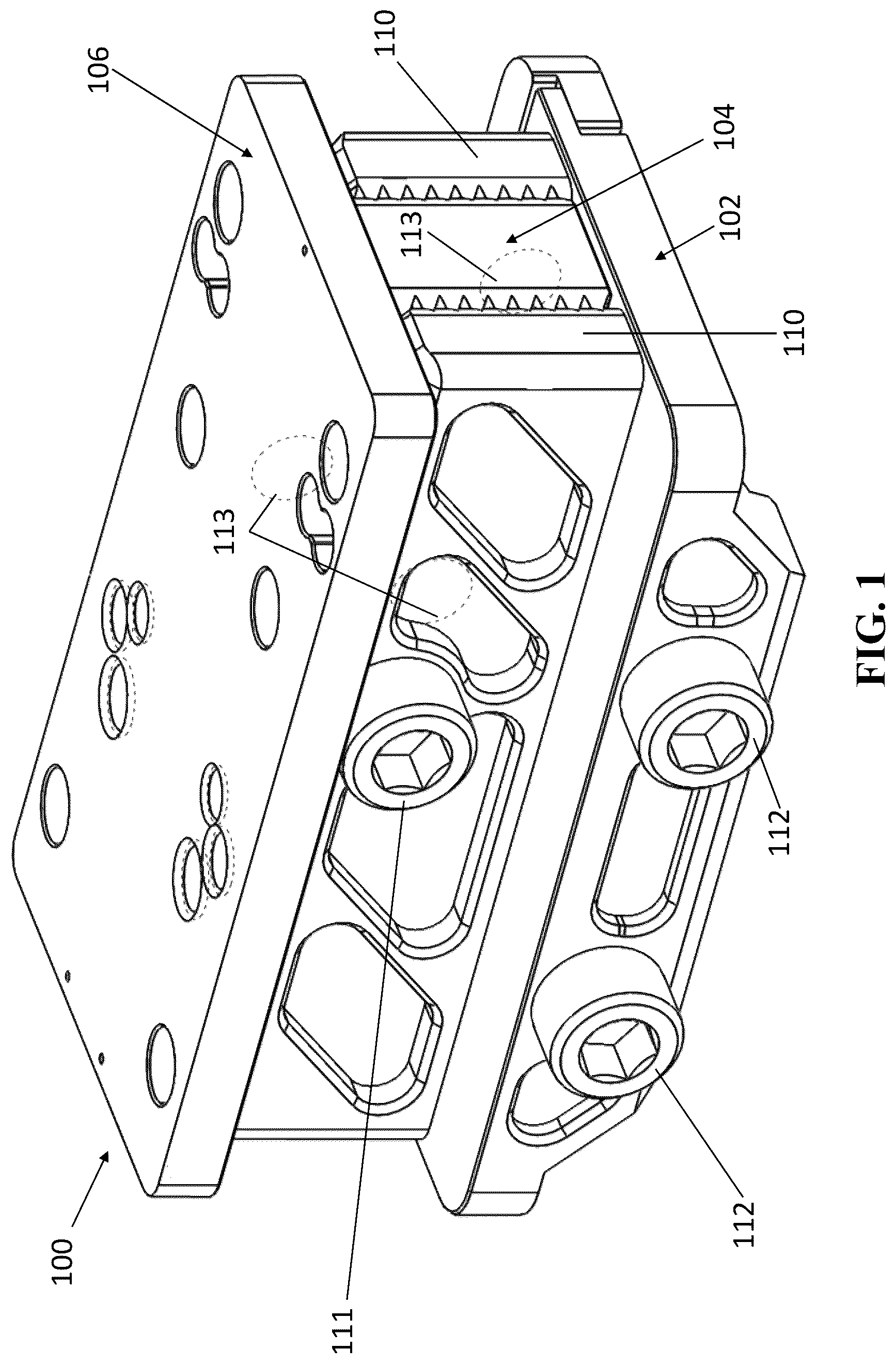 Patent US12104880 Figure 1 – Adjustable riser mount for optics