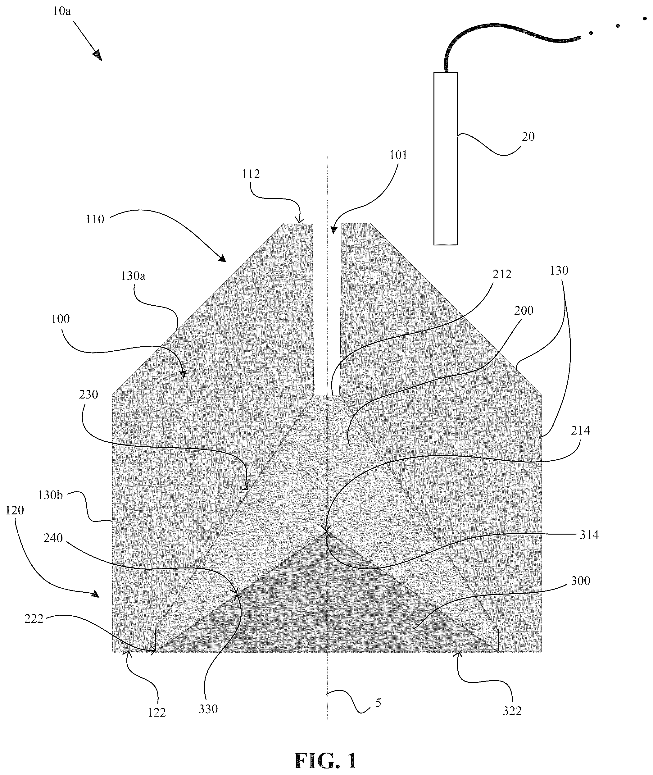Patent US12104887 Figure 1 – Explosive device configured for producing a quasi-planar shock wave