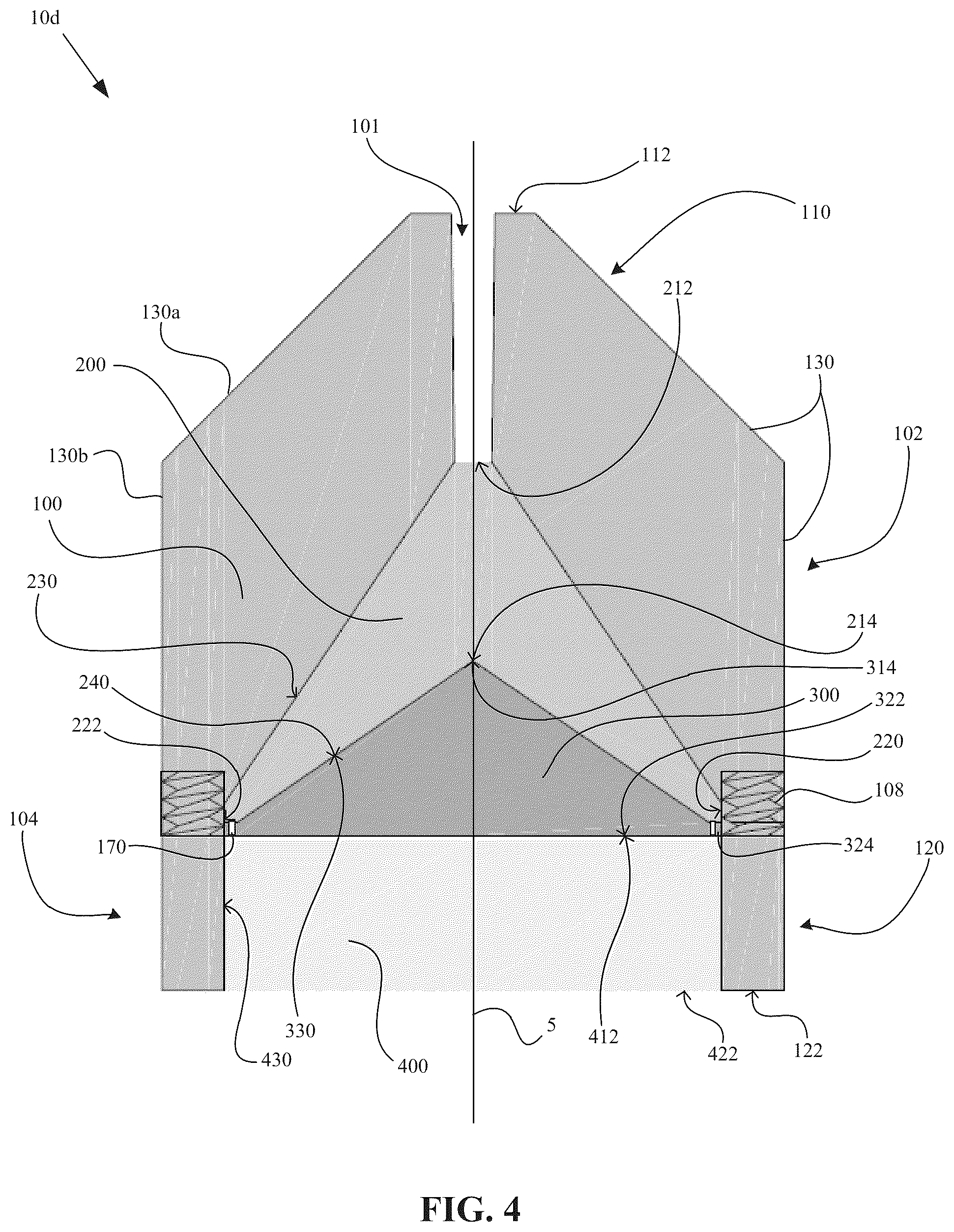 Patent US12104887 Figure 5 – Explosive device configured for producing a quasi-planar shock wave
