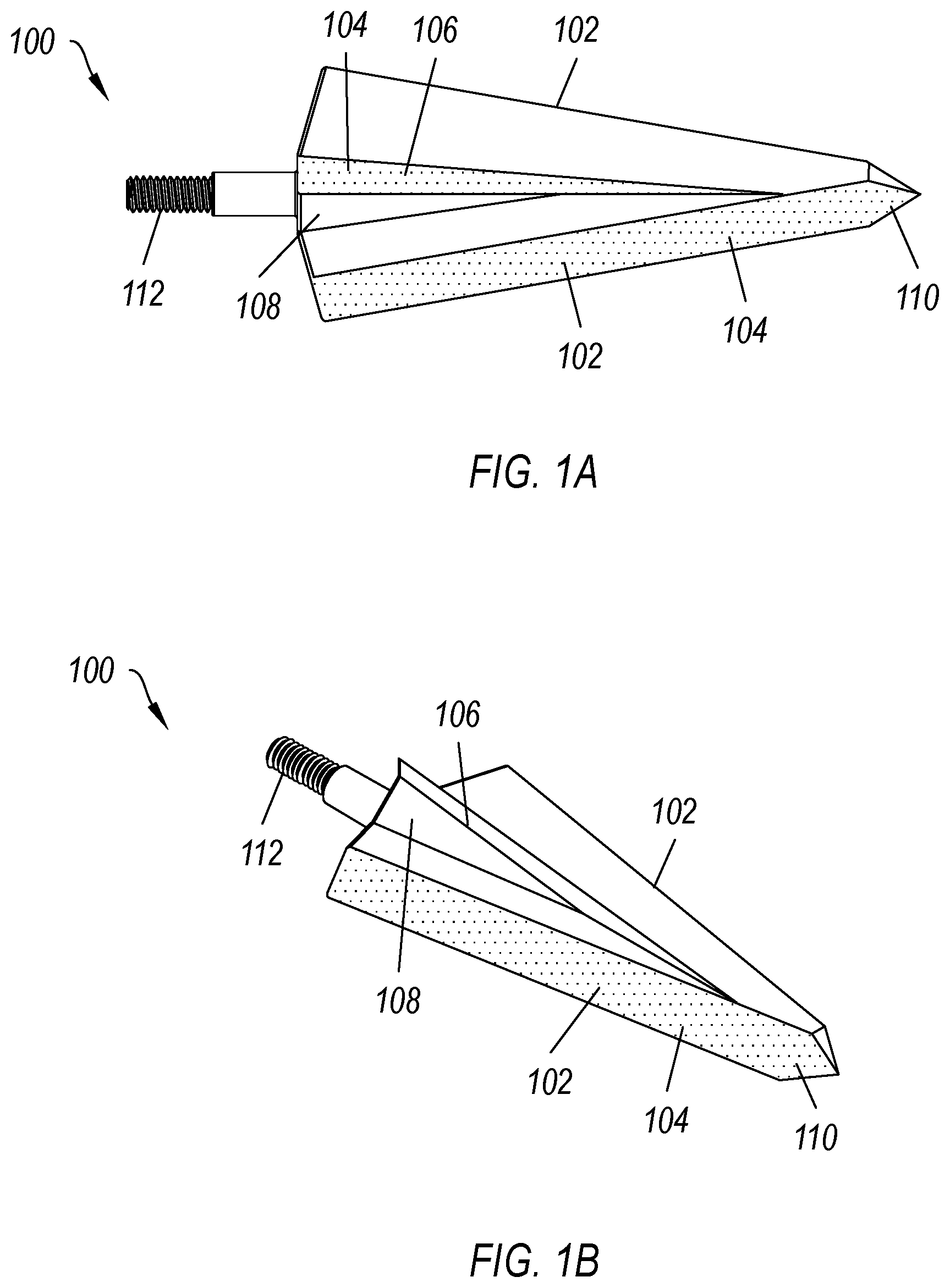 Patent US12104888 Figure 1 – Double single beveled broadhead