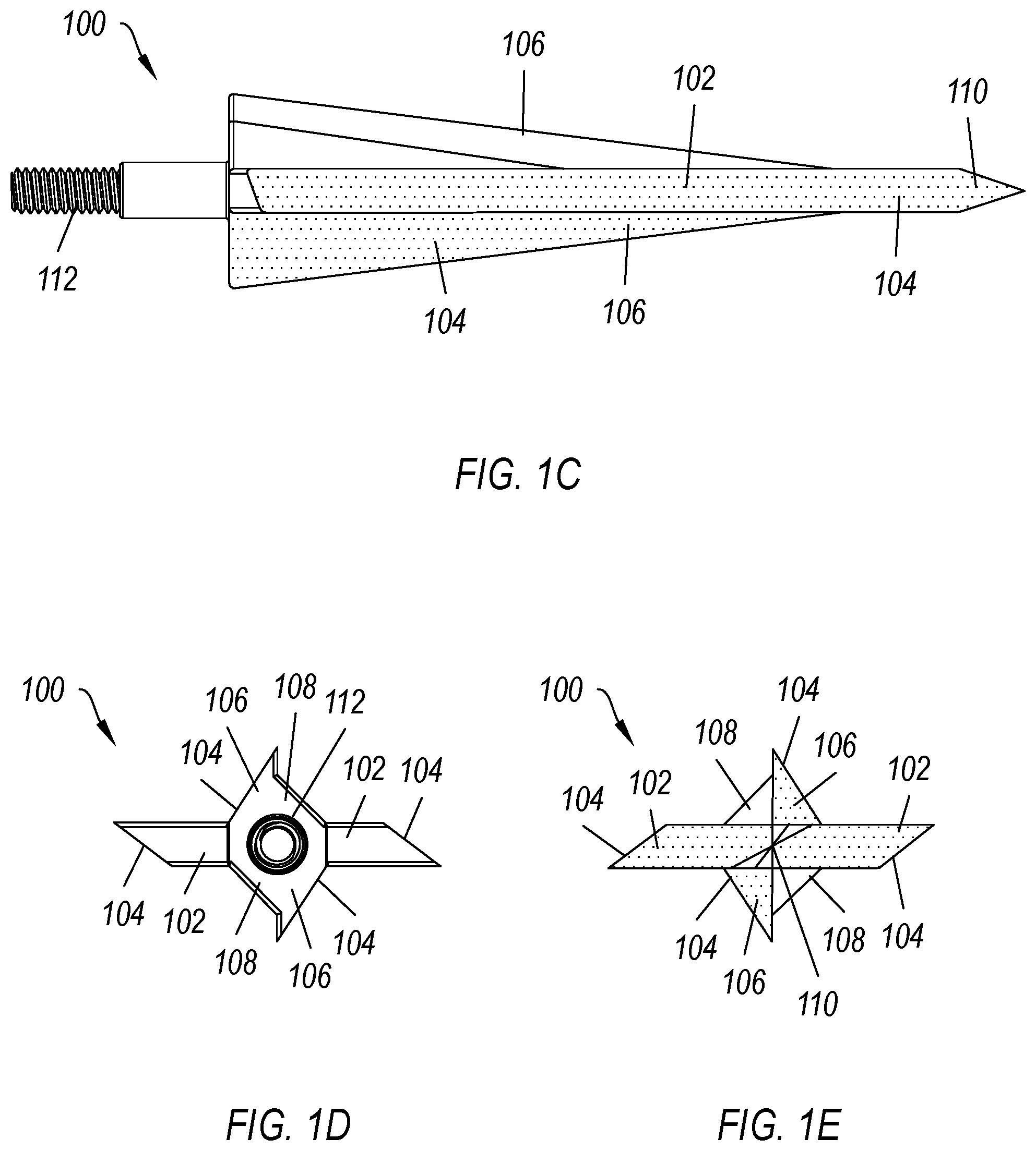 Patent US12104888 Figure 2 – Double single beveled broadhead