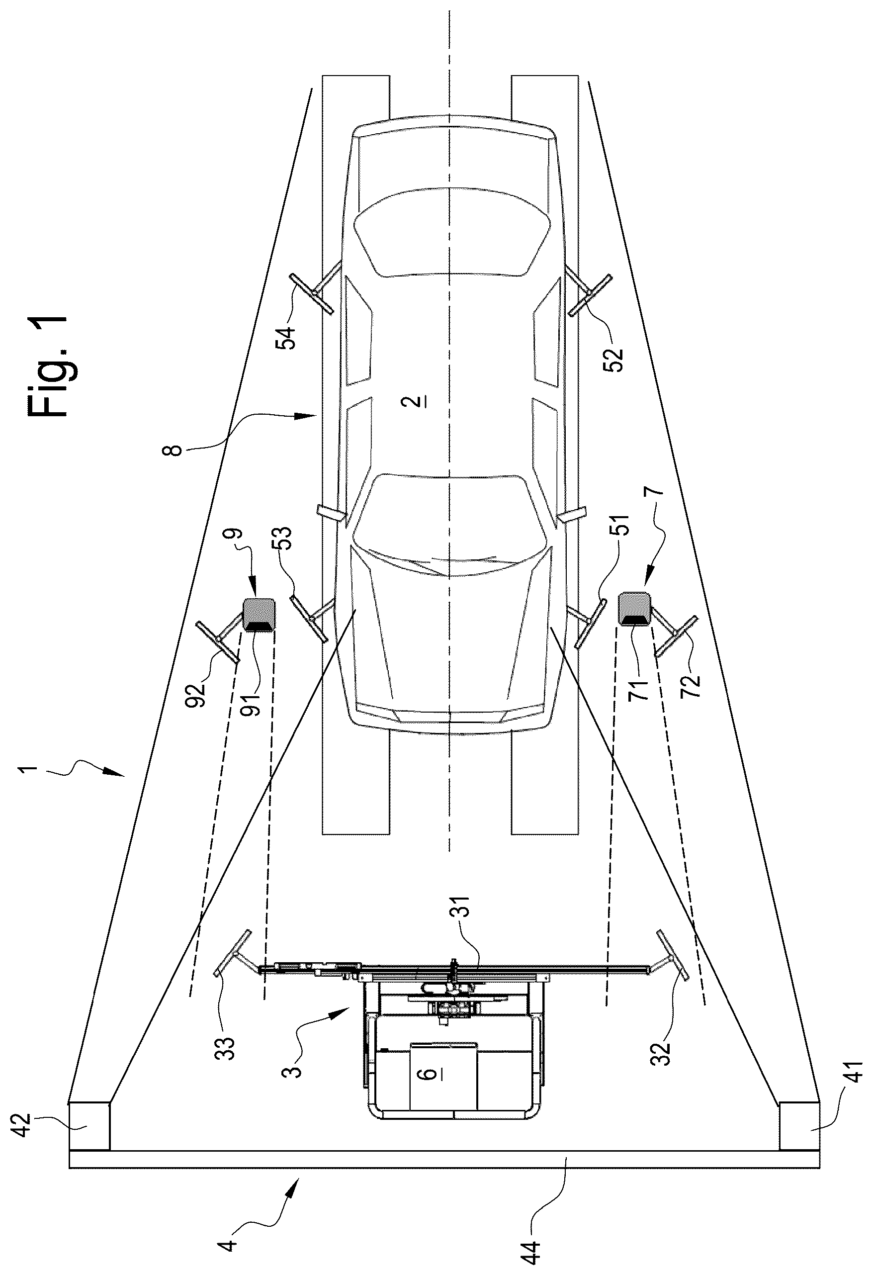 Patent US12104895 Figure 1 – Method for aligning a vehicle service system relative to a vehicle