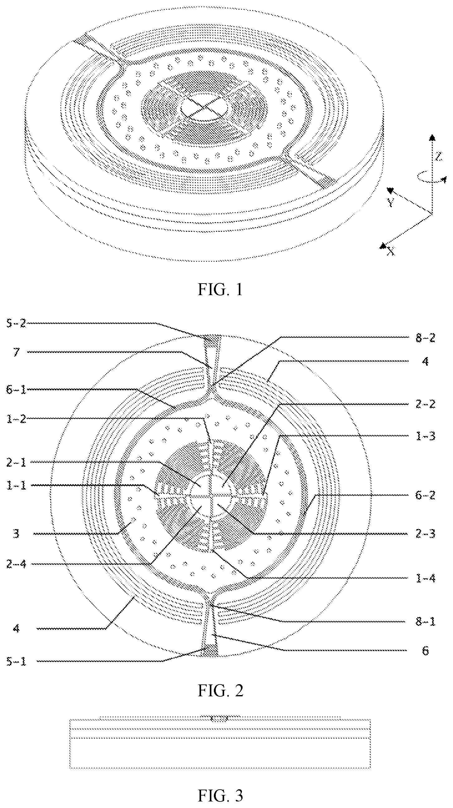 Patent US12104906 Figure 1 – Chip-level disc-type acousto-optic standing wave gyroscope