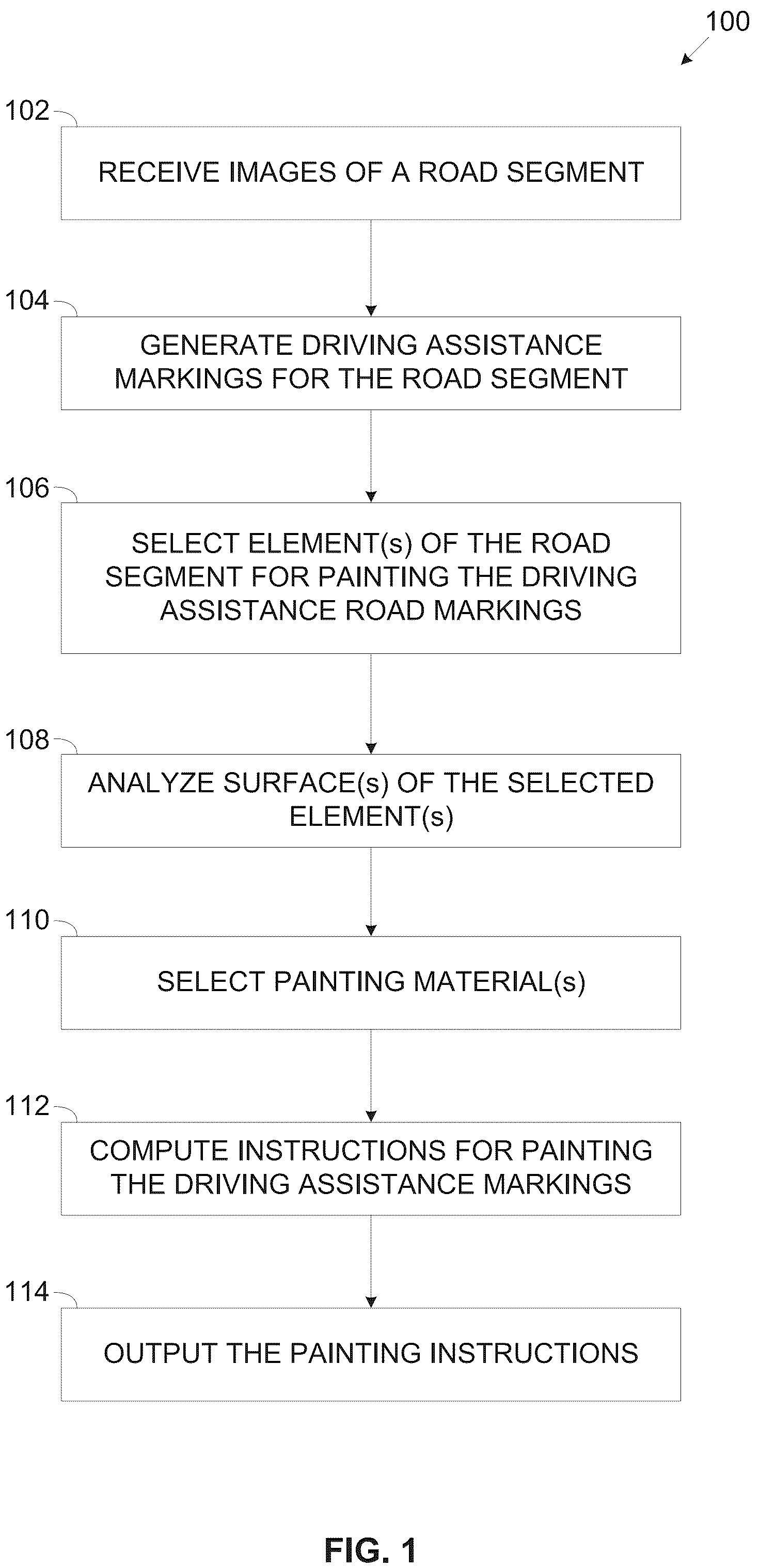 Patent US12104911 Figure 1 – Imperceptible road markings to support automated vehicular systems