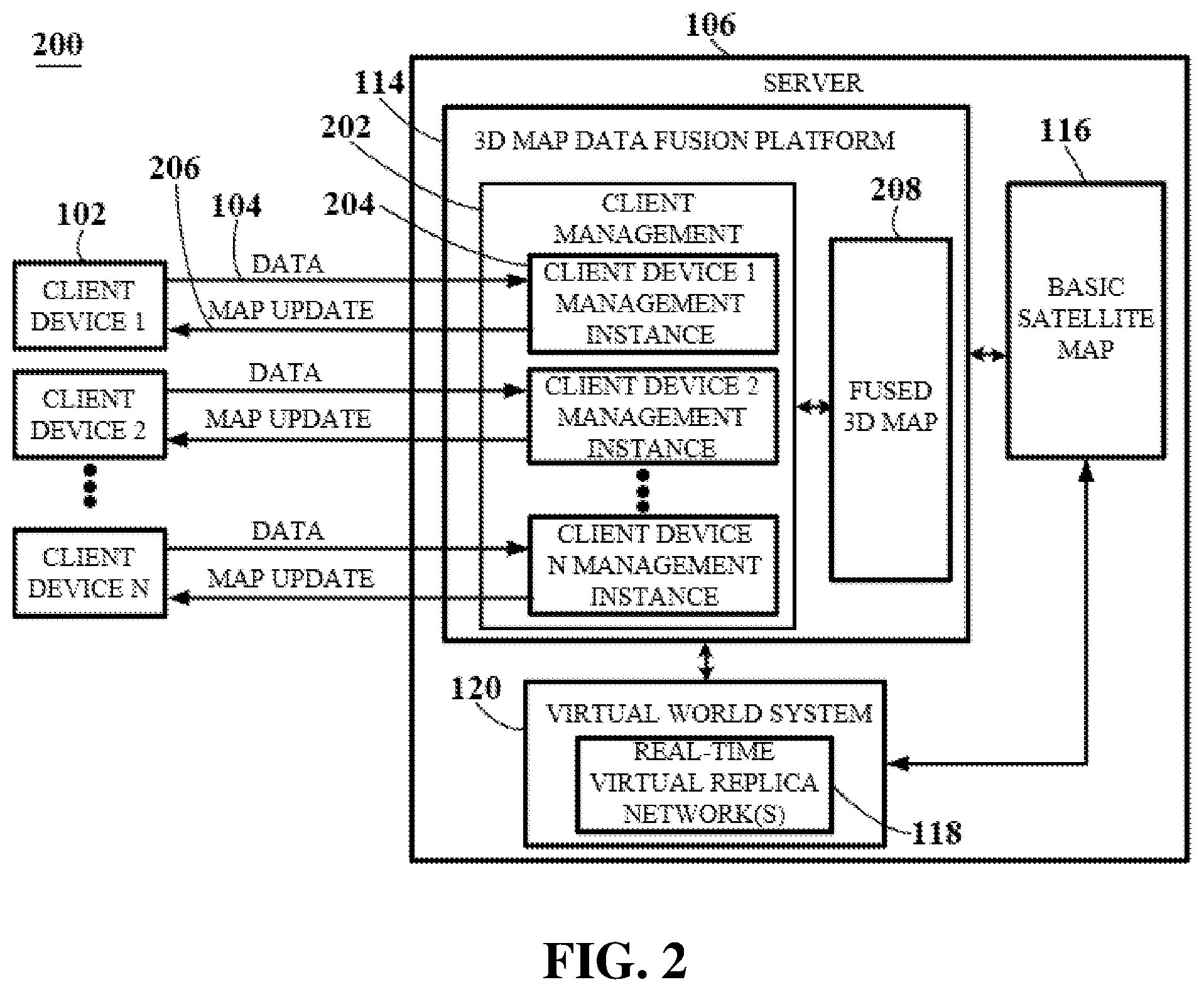 Patent US12104916 Figure 2 – System and method enabling a collaborative 3D map data fusion platform and virtual world system thereof