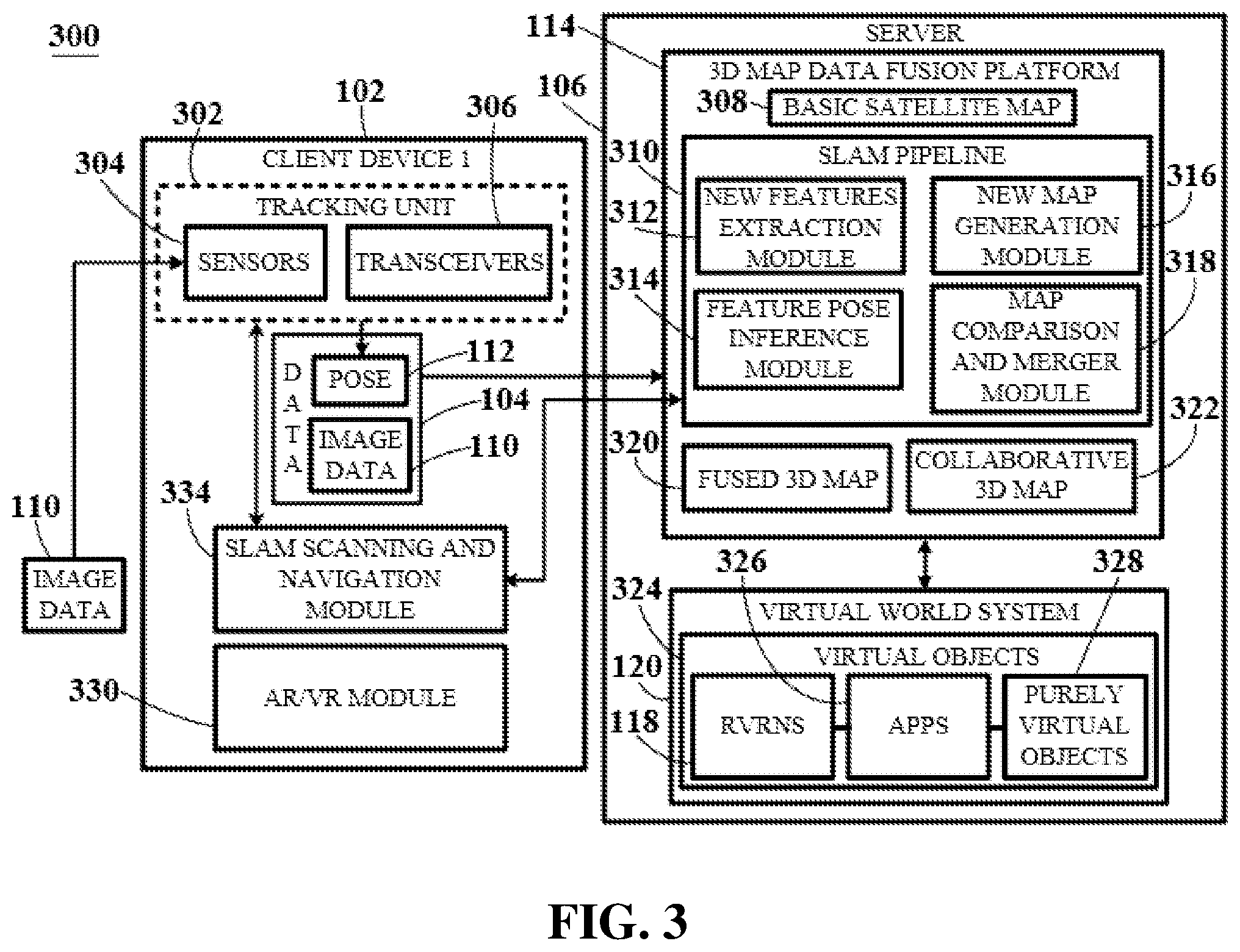 Patent US12104916 Figure 3 – System and method enabling a collaborative 3D map data fusion platform and virtual world system thereof