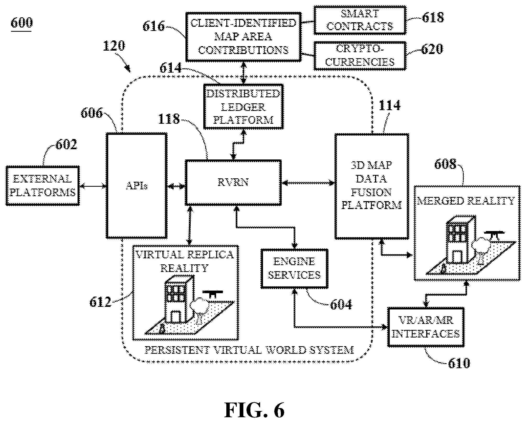 Patent US12104916 Figure 6 – System and method enabling a collaborative 3D map data fusion platform and virtual world system thereof