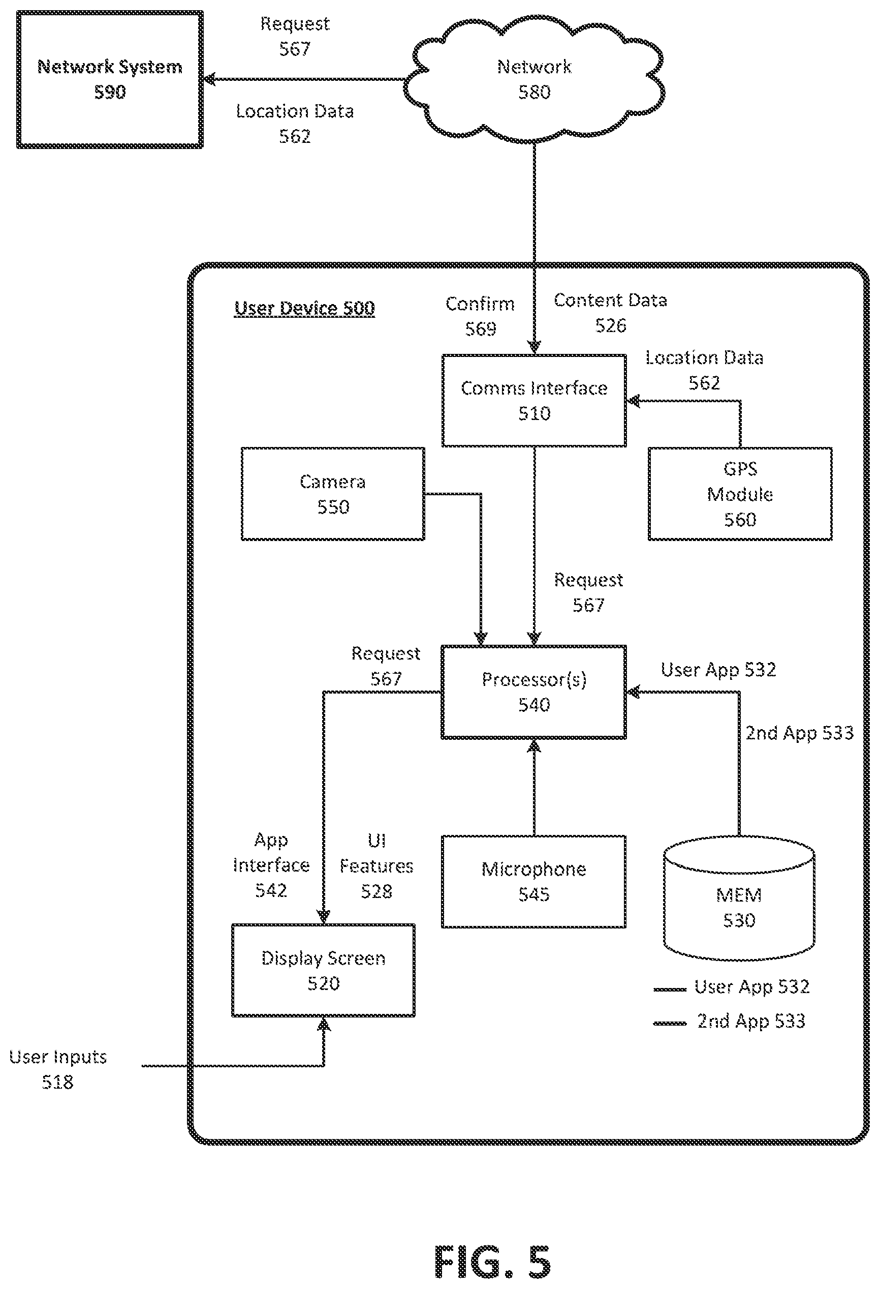 Patent US12104918 Figure 5 – Network system to determine a route based on timing data
