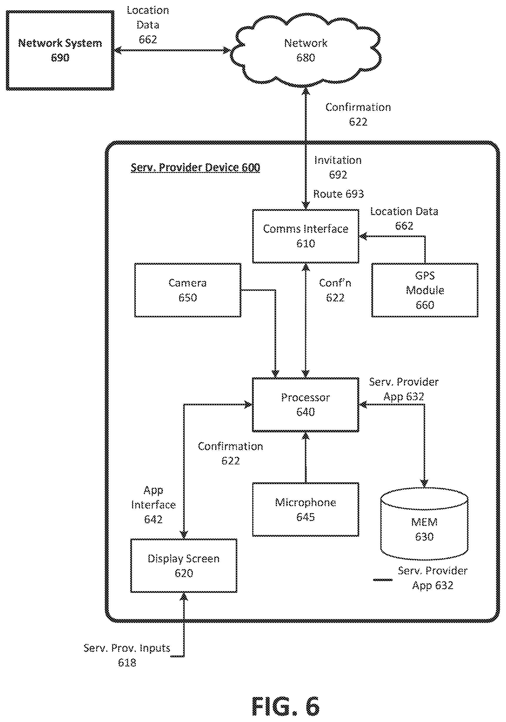 Patent US12104918 Figure 6 – Network system to determine a route based on timing data