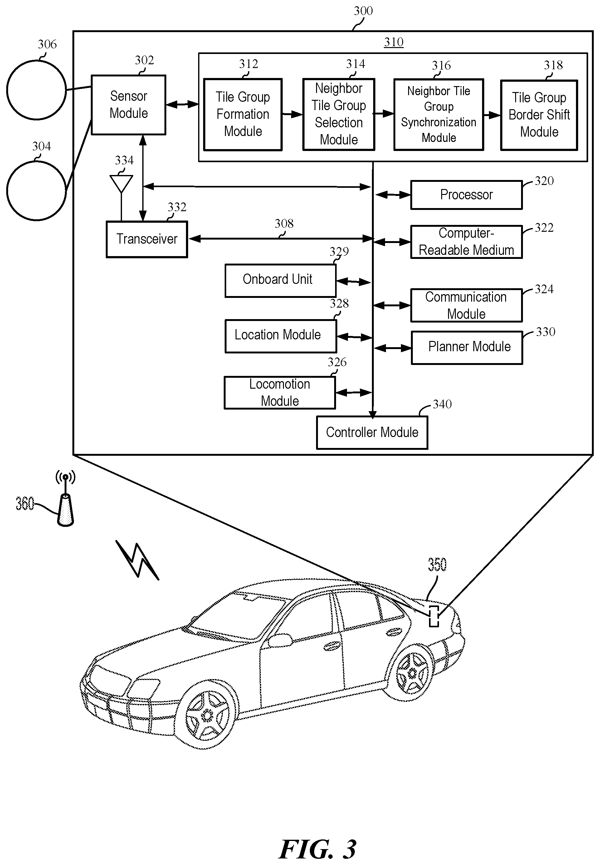 Patent US12104922 Figure 3 – Synchronizing neighboring tiles in a high definition map