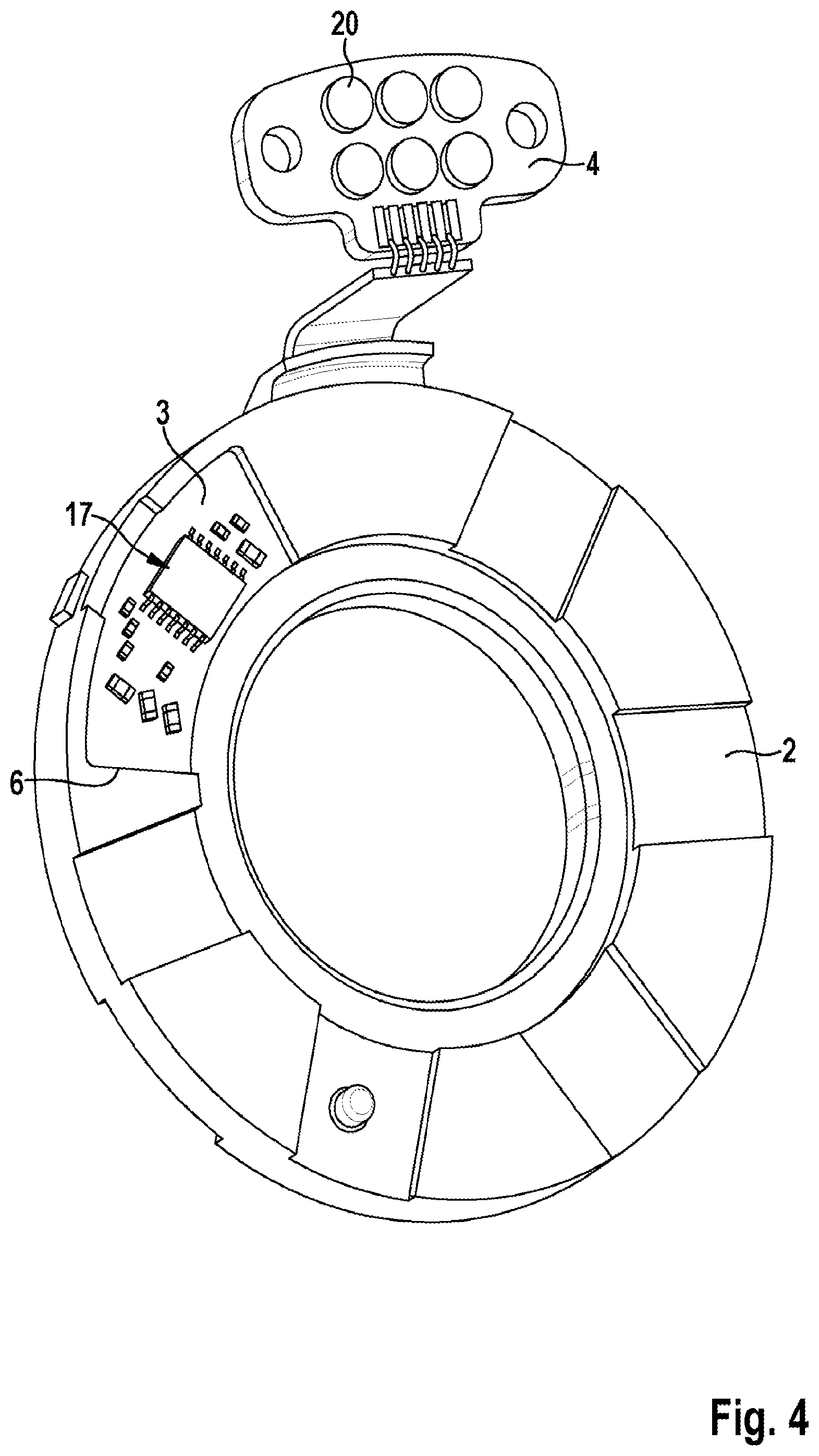 Patent US12104930 Figure 3 – Sensor arrangement and motor