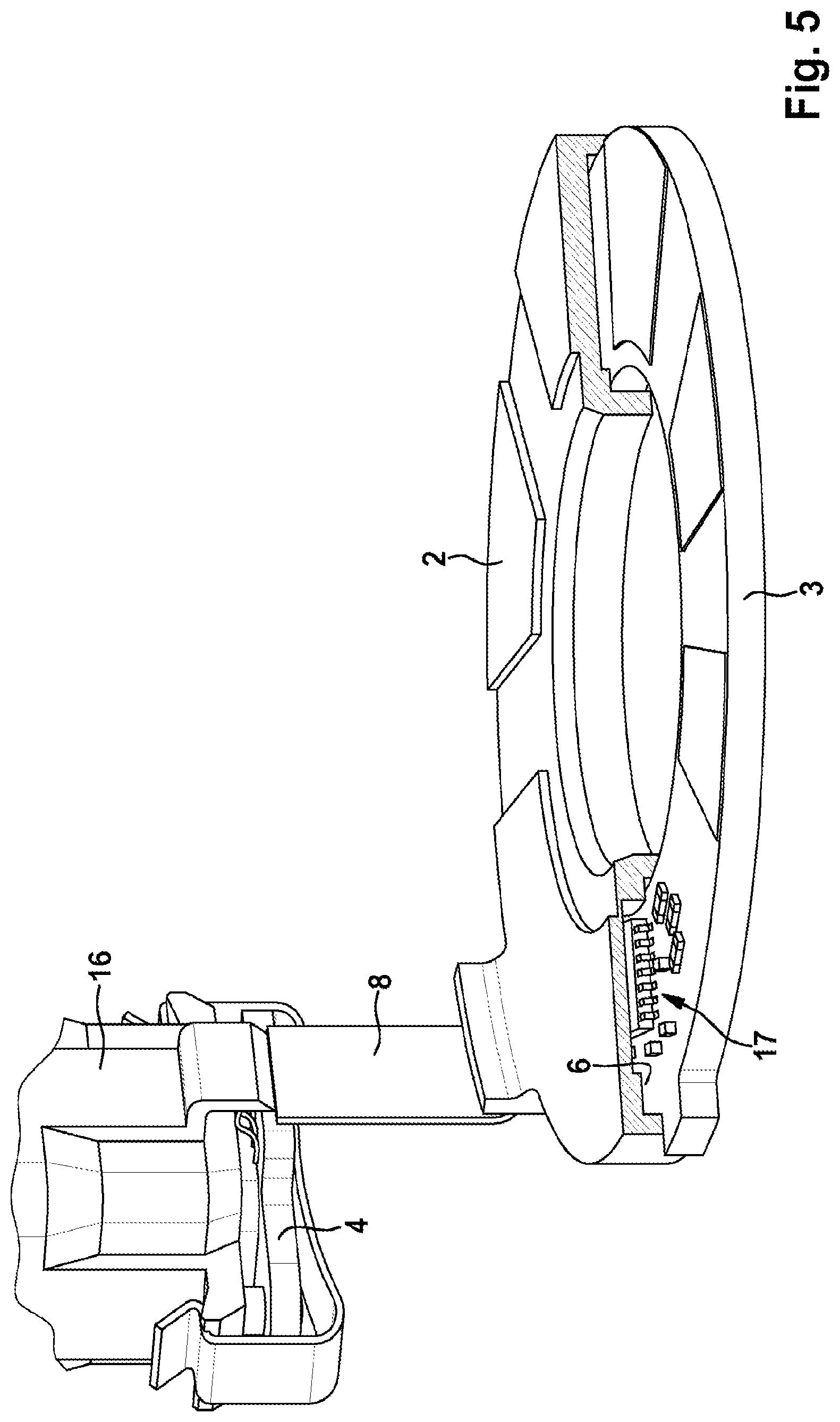 Patent US12104930 Figure 4 – Sensor arrangement and motor