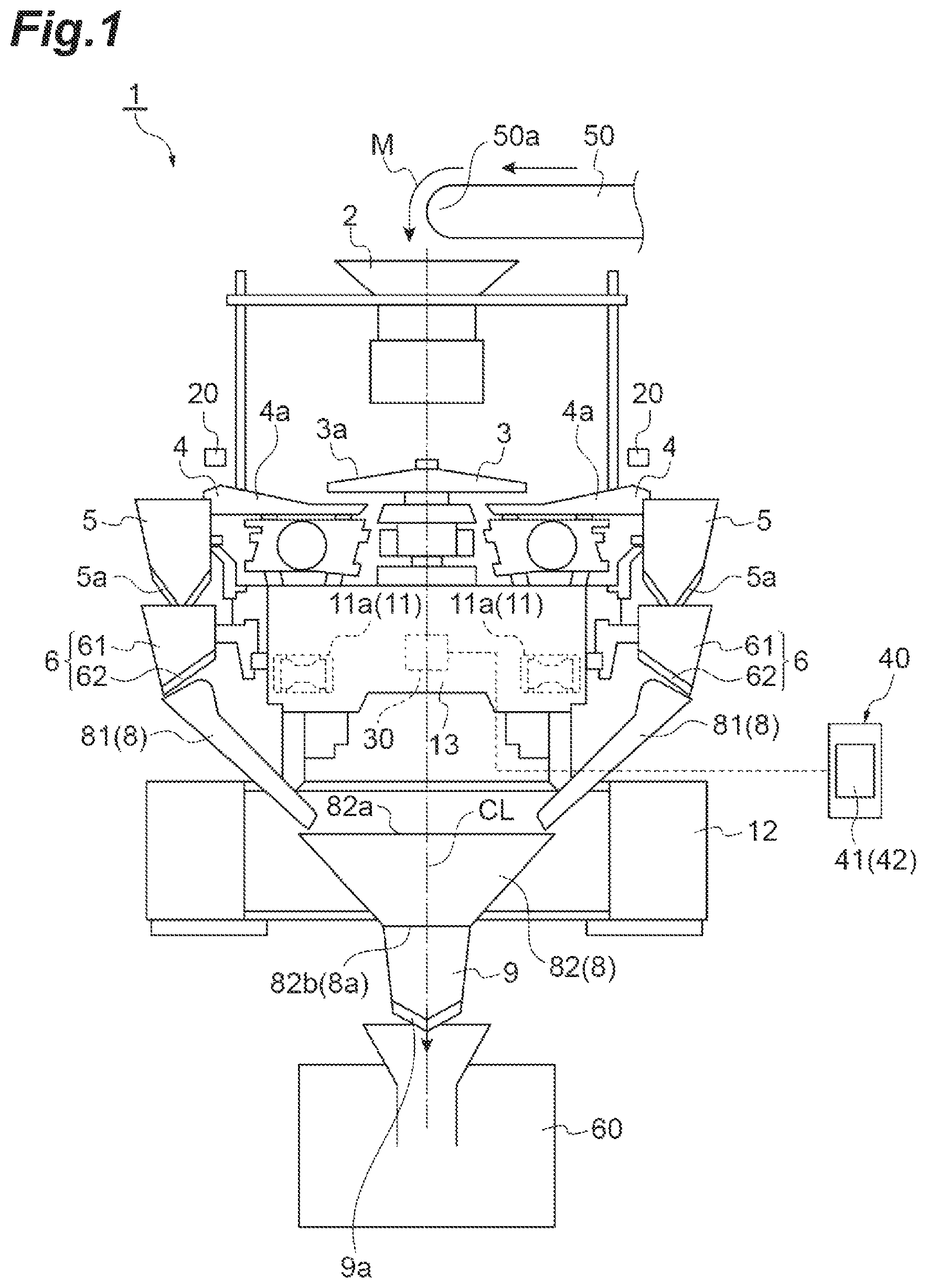 Patent US12104944 Figure 1 – Combination weighing device