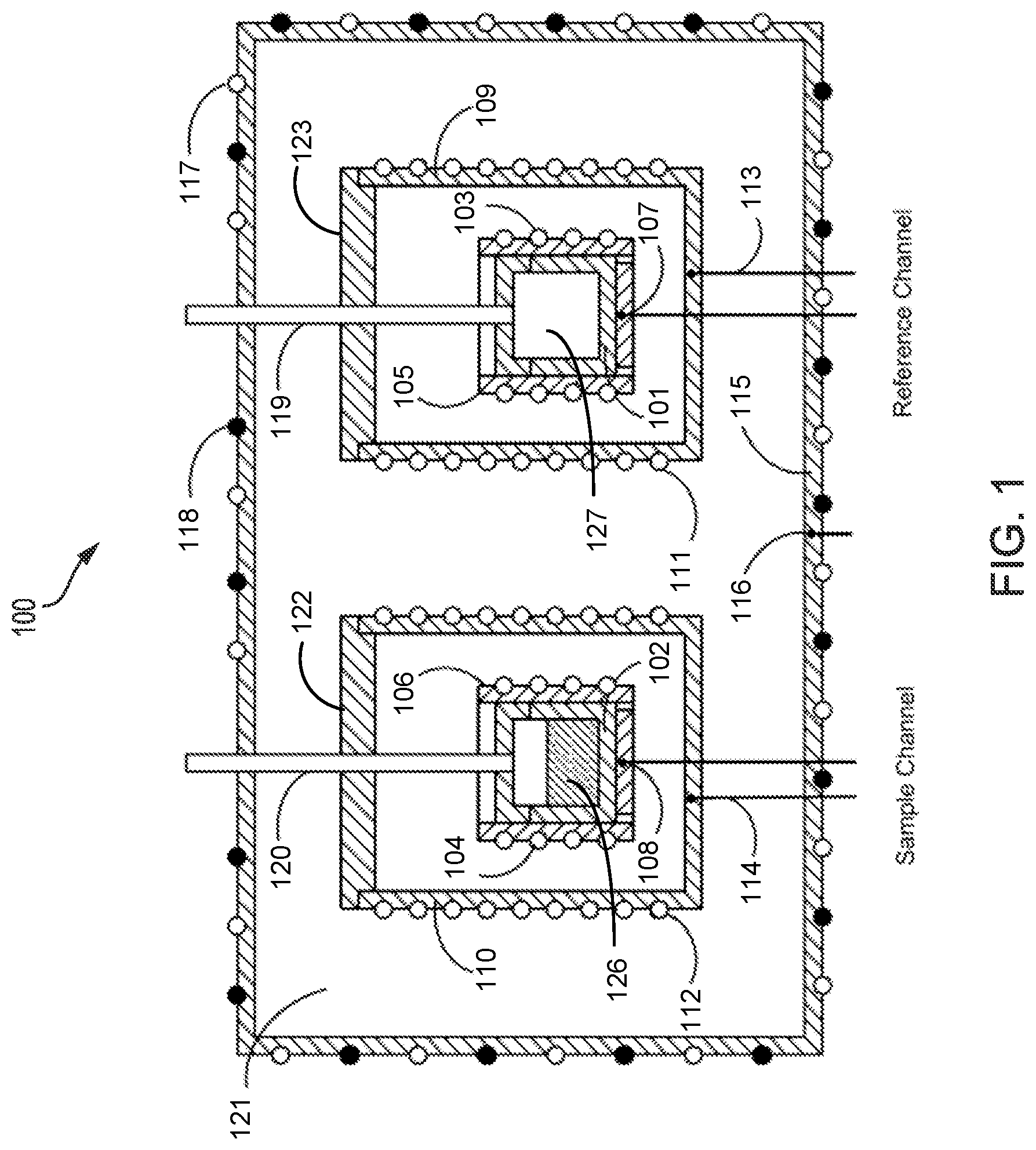 Patent US12104966 Figure 1 – Adiabatic power compensation differential scanning calorimeter