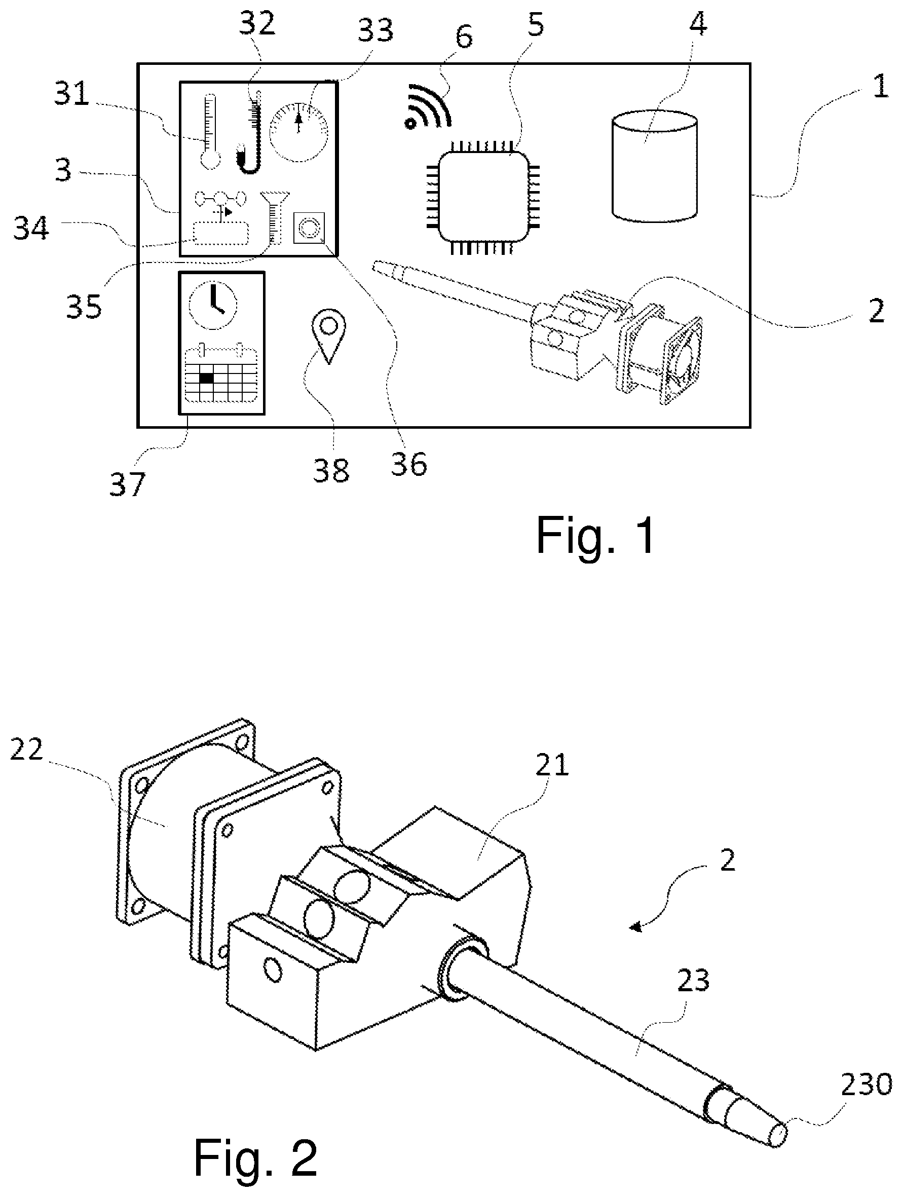Patent US12105001 Figure 1 – Device for detecting the presence of pollen in the air, and corresponding detection method