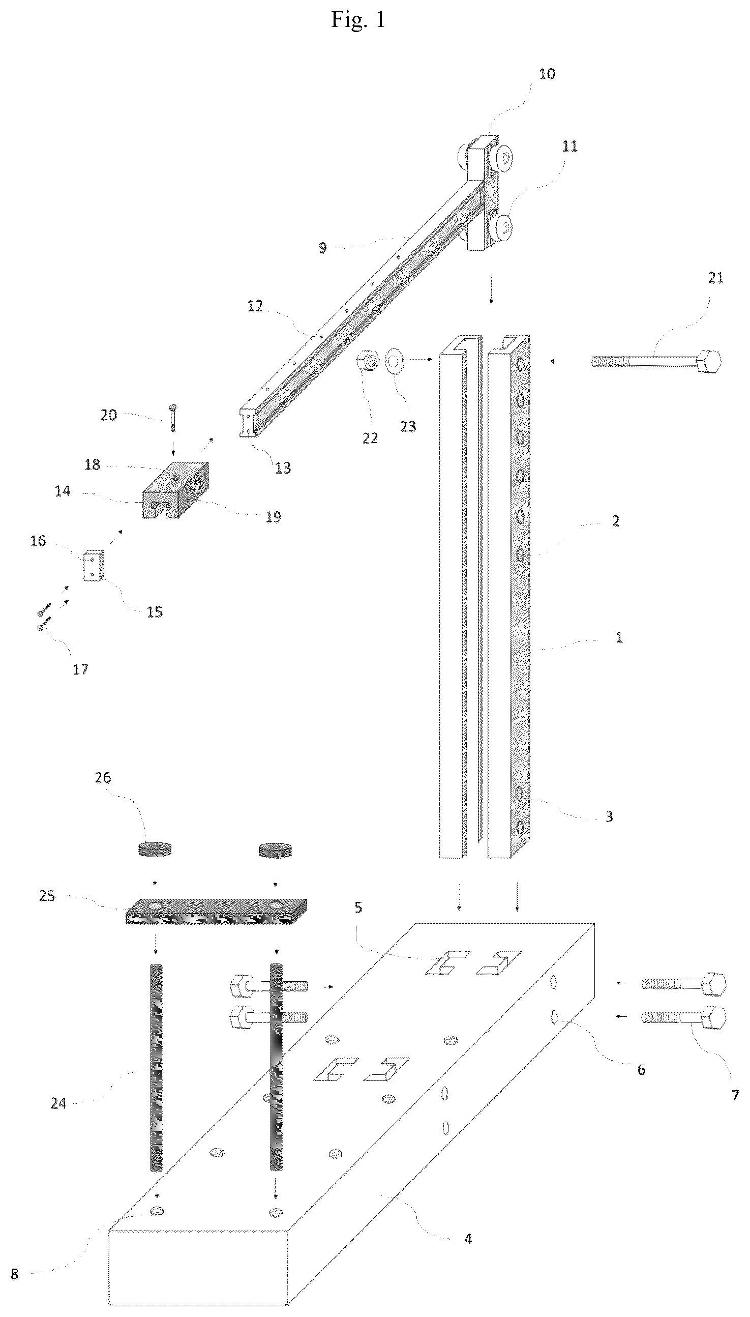 Patent US12105015 Figure 1 – Concrete test loading frame