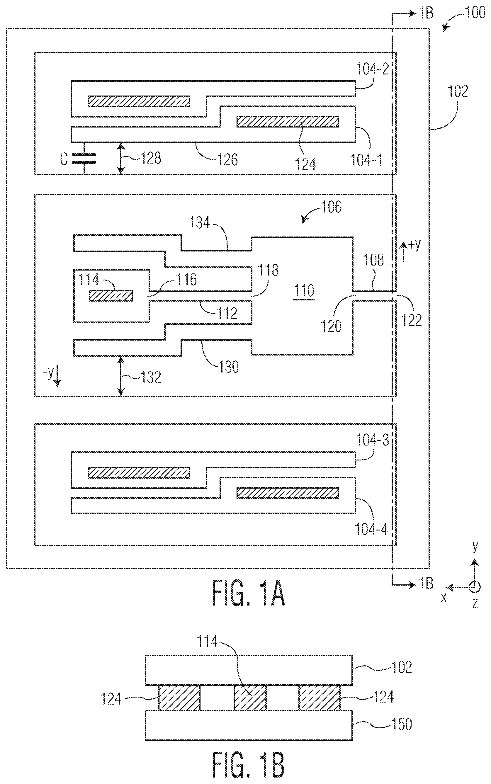 Patent US12105114 Figure 1 – Accelerometer having an over travel stop with a stop gap less than a minimum etch size