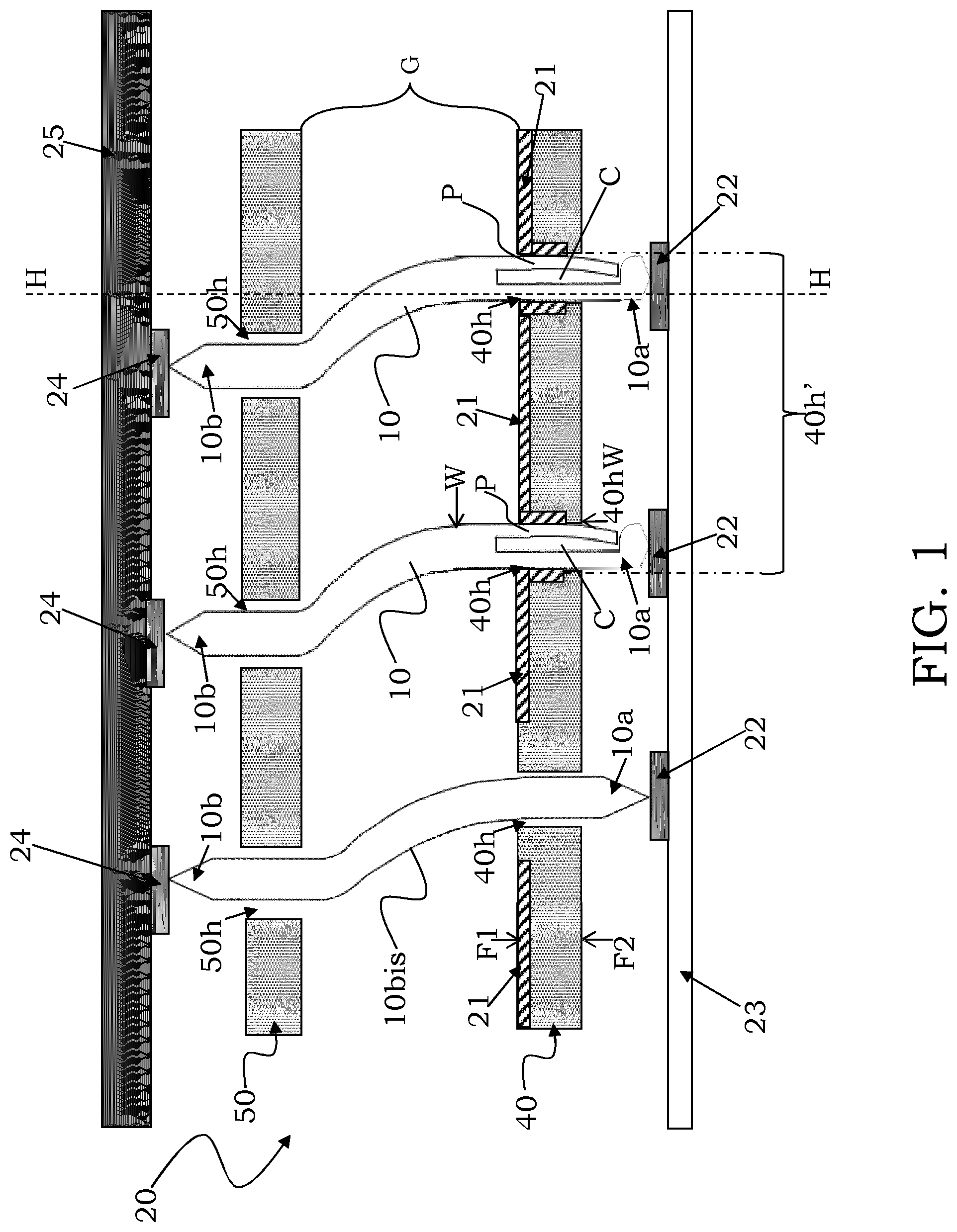 Patent US12105118 — Testing head with an improved contact between contact probes and guide holes — Figure 1