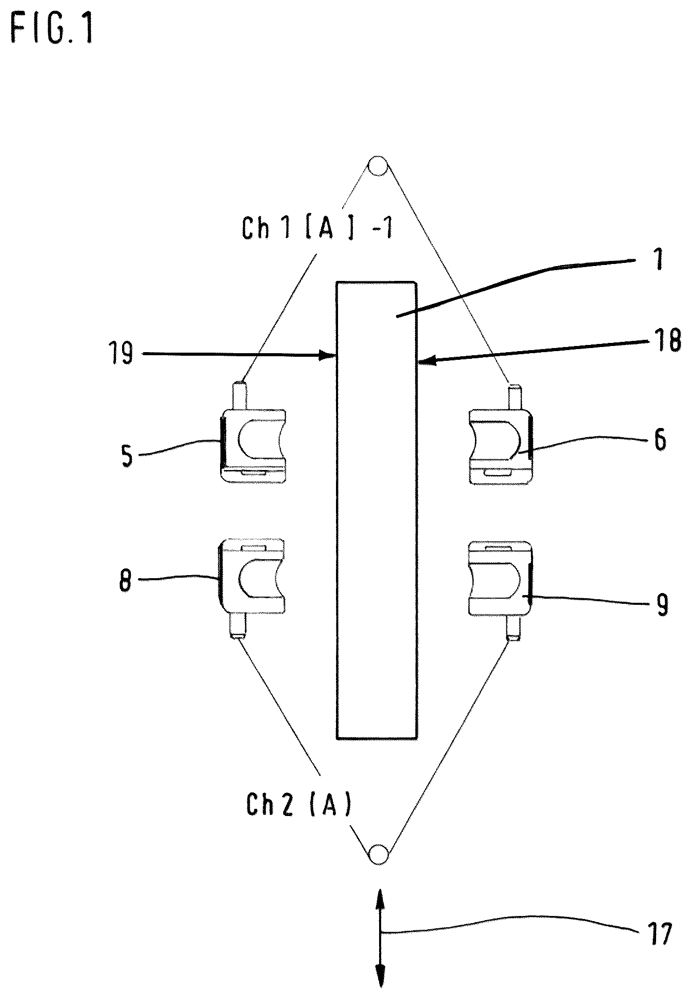 Patent US12105121 Figure 1 – Current sensor comprising a magnetic field sensor in a V-shaped arrangement