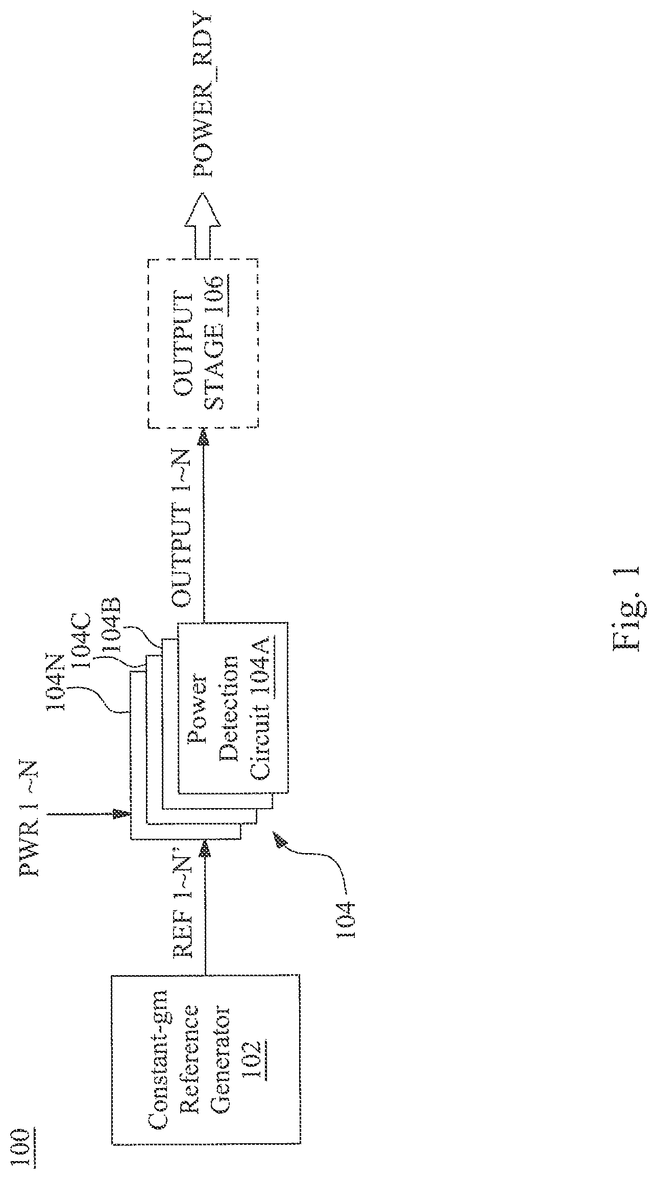 Patent US12105124 Figure 1 – System and method for constant transconductance based power supply detection