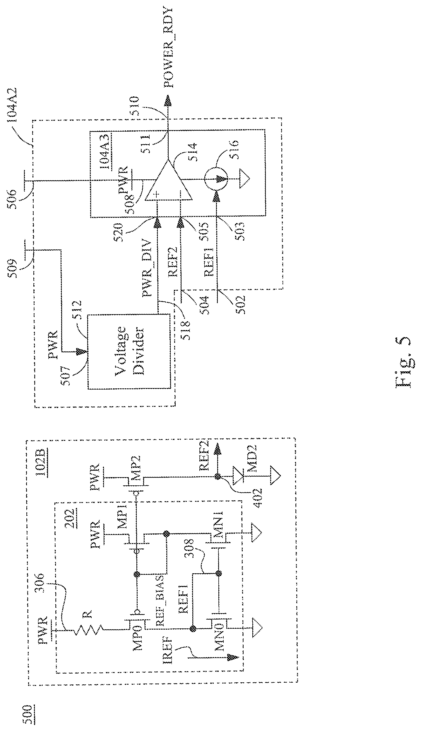 Patent US12105124 Figure 5 – System and method for constant transconductance based power supply detection