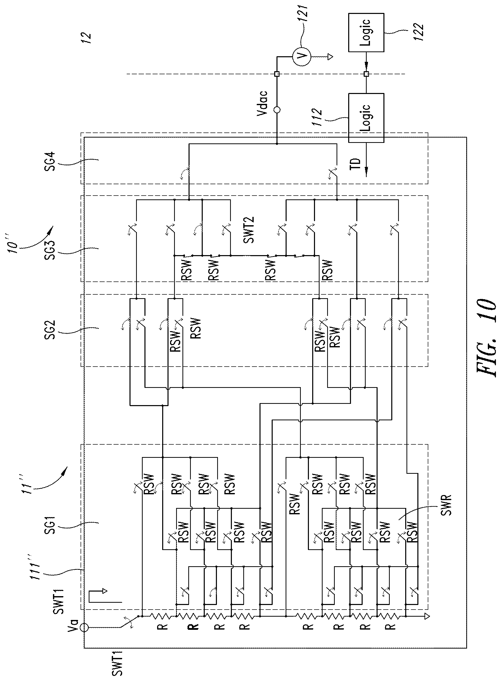 Patent US12105143 Figure 10 – System for testing an electronic circuit comprising a digital to analog converter and corresponding method and computer program product