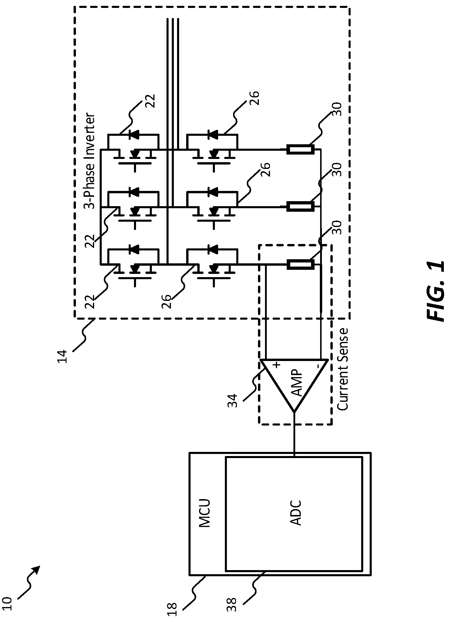Patent US12105149 Figure 1 – Current sensing in power tool devices using a field effect transistor