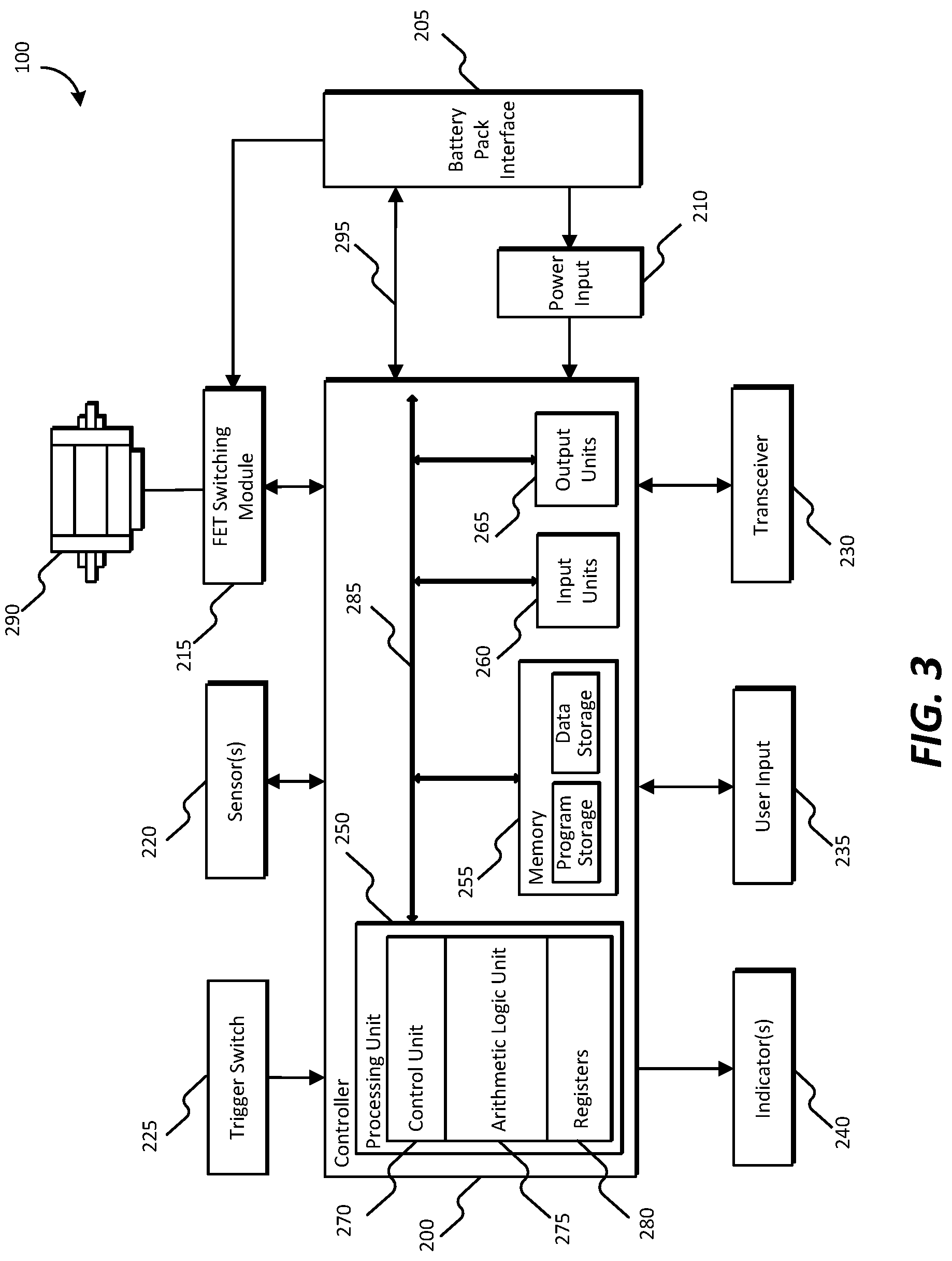 Patent US12105149 Figure 3 – Current sensing in power tool devices using a field effect transistor