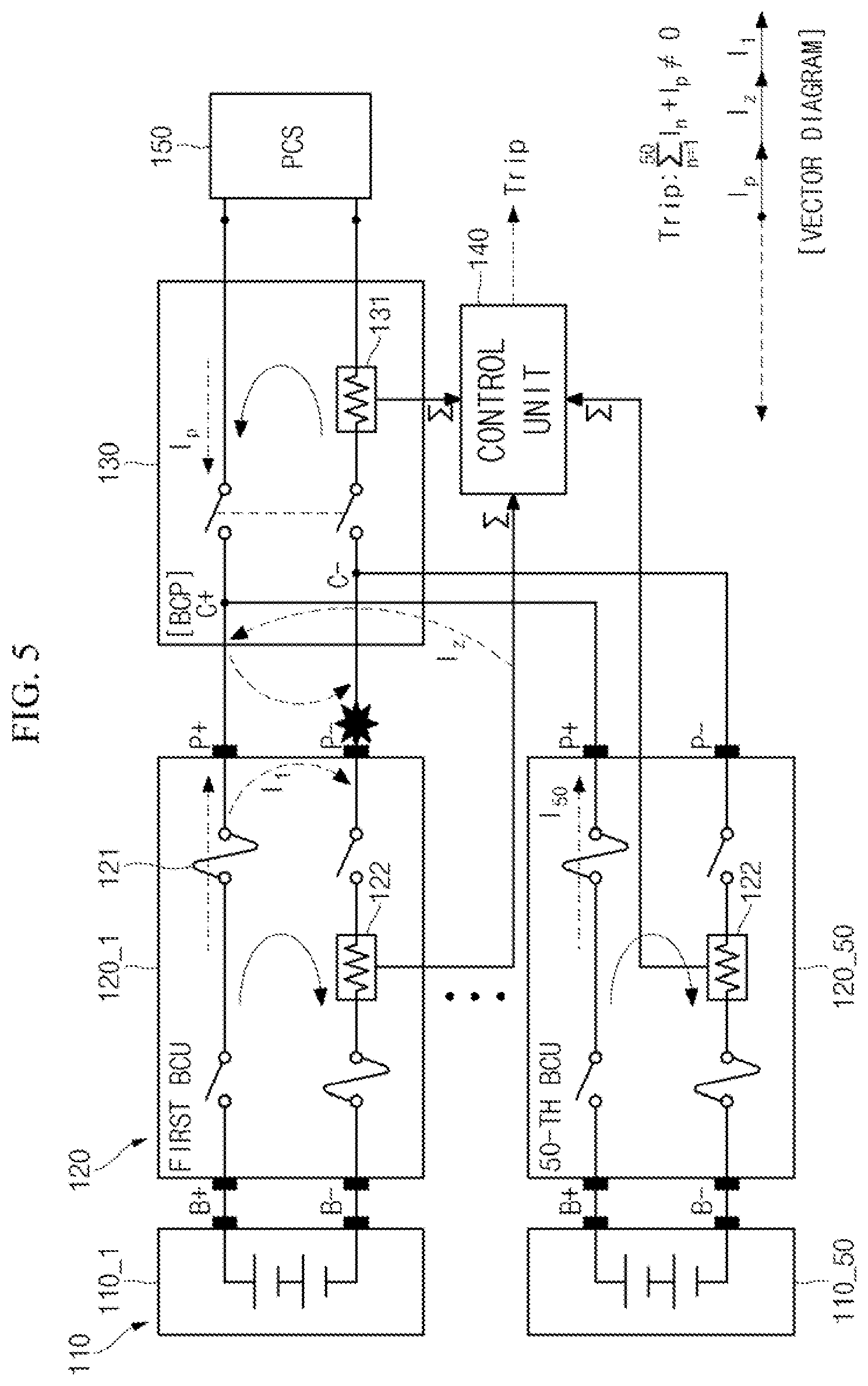 Patent US12105154 Figure 5 – Current protection system for energy storage system