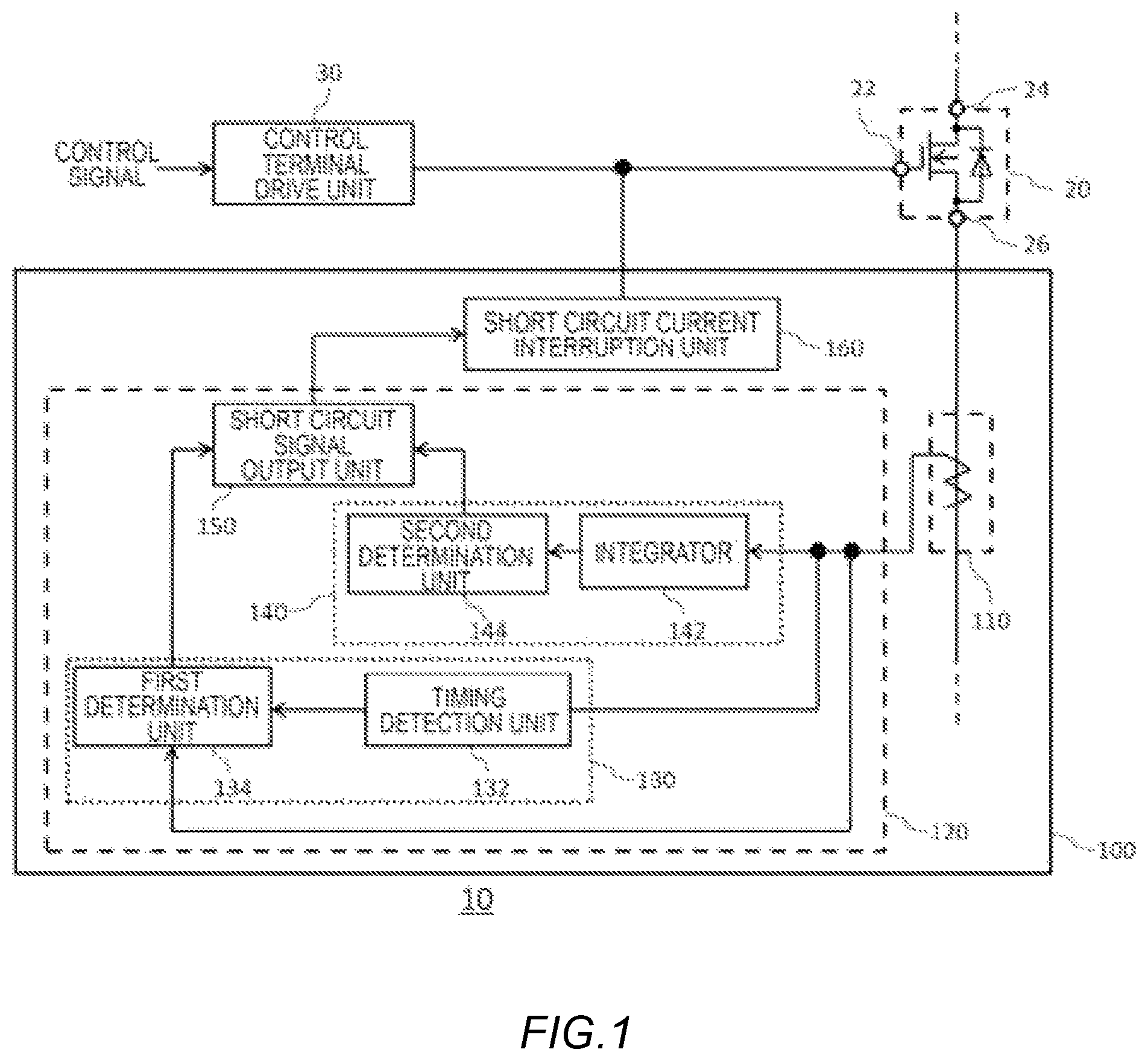 Patent US12105156 Figure 1 – Short circuit determination apparatus, switch apparatus, and short circuit determination method