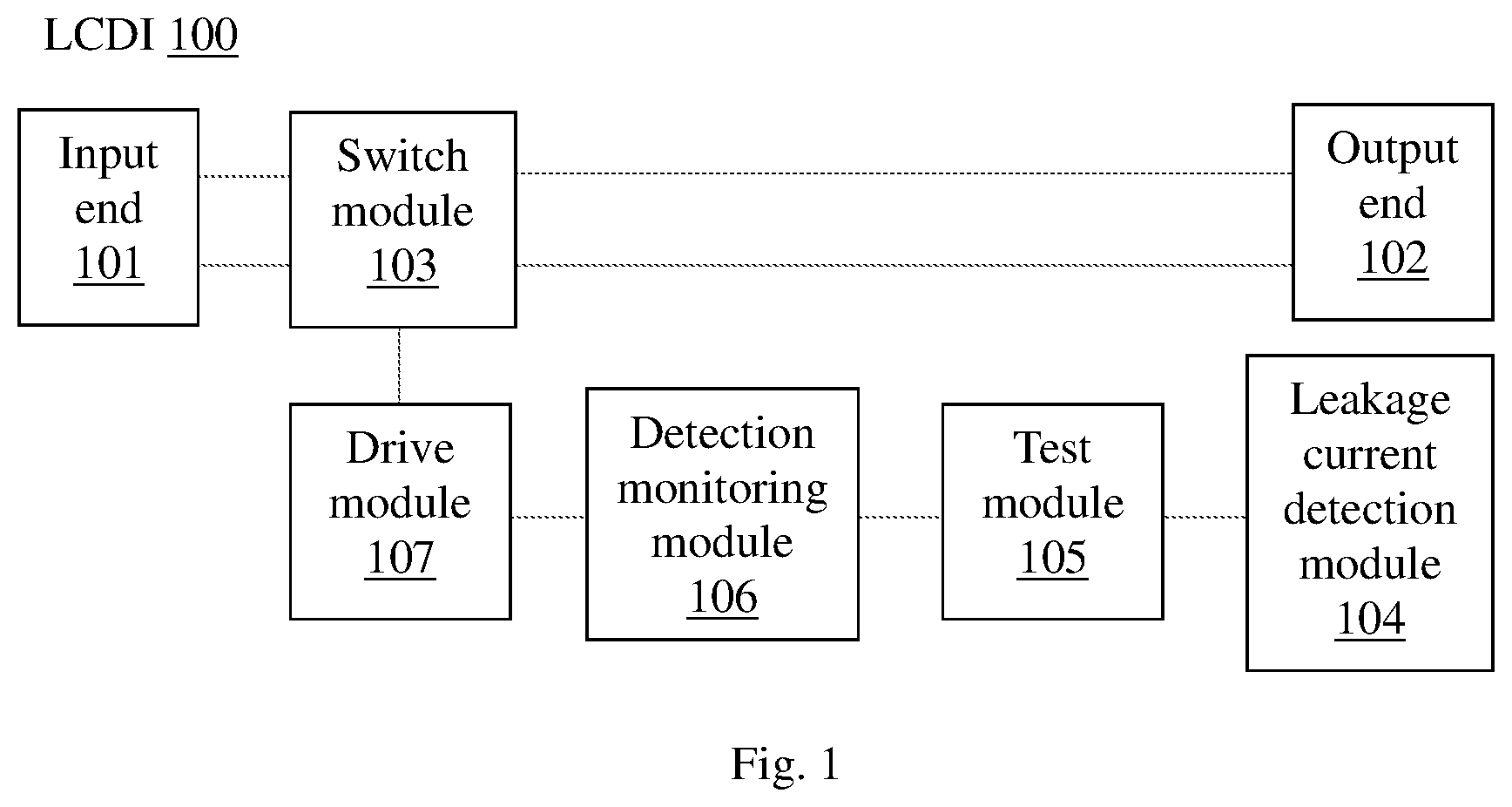 Patent US12105157 — Leakage current detection and interruption device for power cord and related electrical connectors and electrical appliances — Figure 1