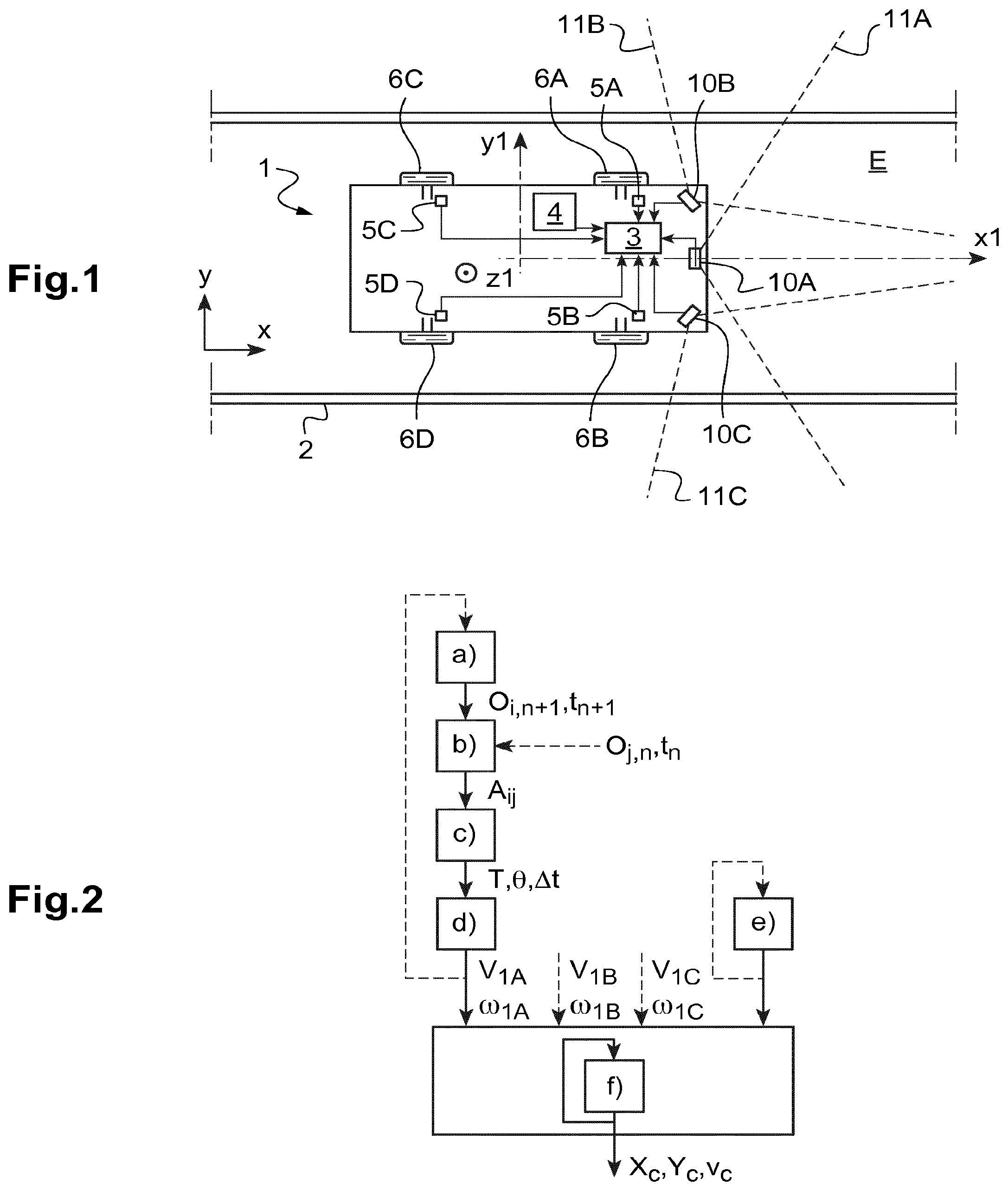 Patent US12105183 Figure 1 – Method for determining a movement vector of a motor vehicle, method for determining a speed of the vehicle and associated vehicle