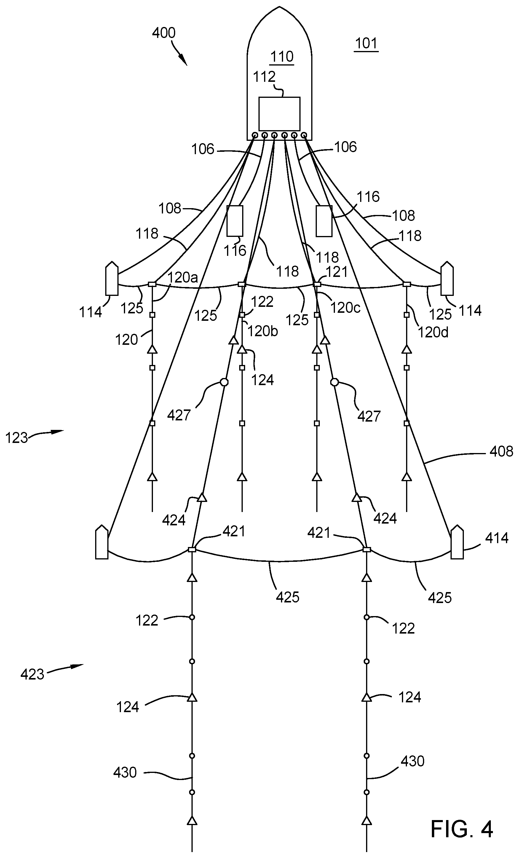 Patent US12105238 Figure 4 – Long offset acquisition