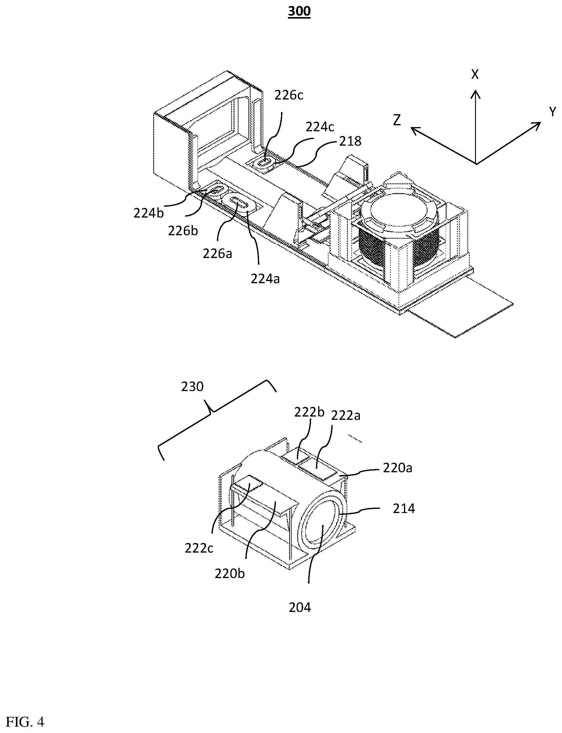 Patent US12105267 Figure 4 – Auto focus and optical image stabilization in a compact folded camera