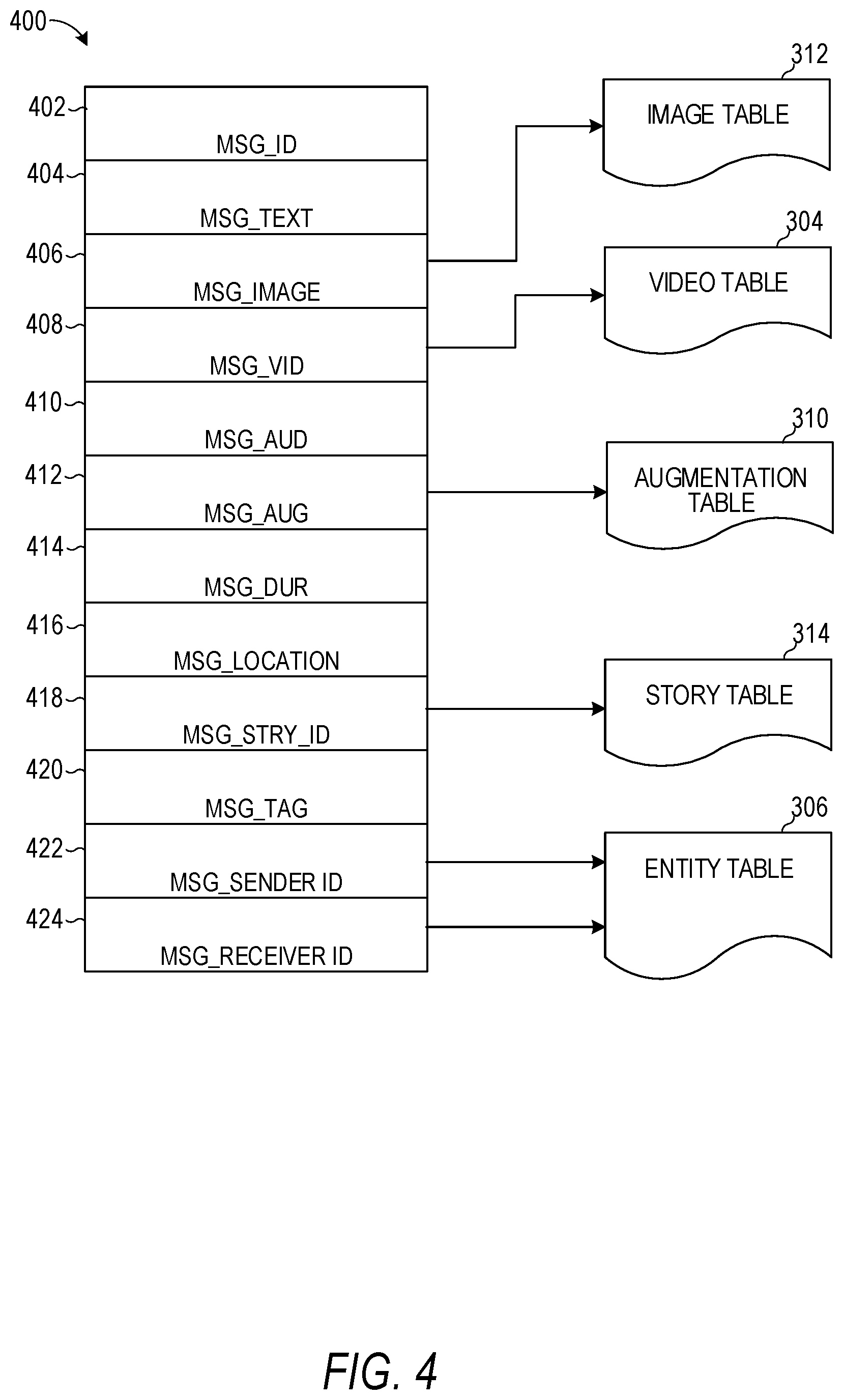Patent US12105283 Figure 4 – Conversation interface on an eyewear device